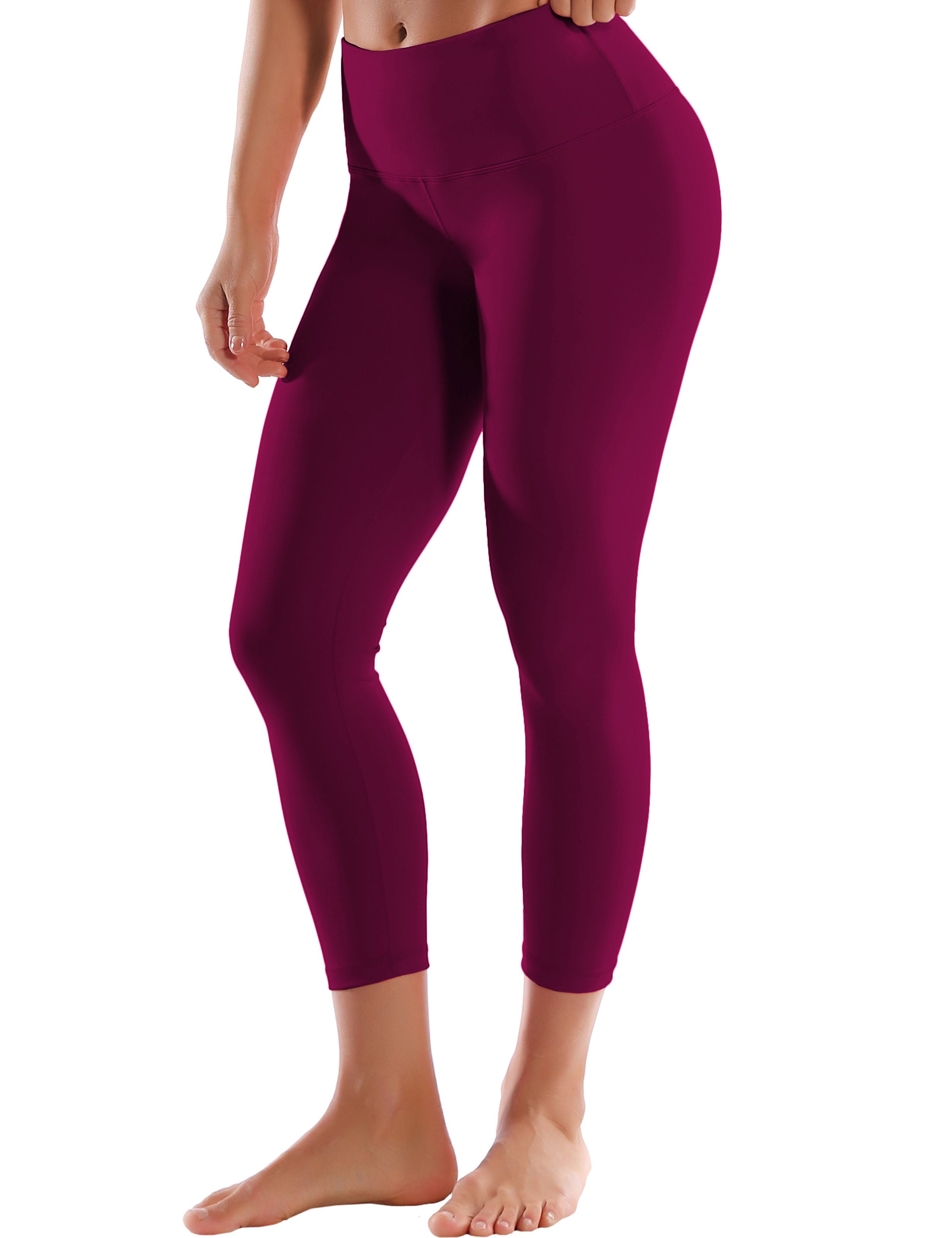 22" High Waist Crop Tight Capris grapevine 75%Nylon/25%Spandex Fabric doesn't attract lint easily 4-way stretch No see-through Moisture-wicking Tummy control Inner pocket