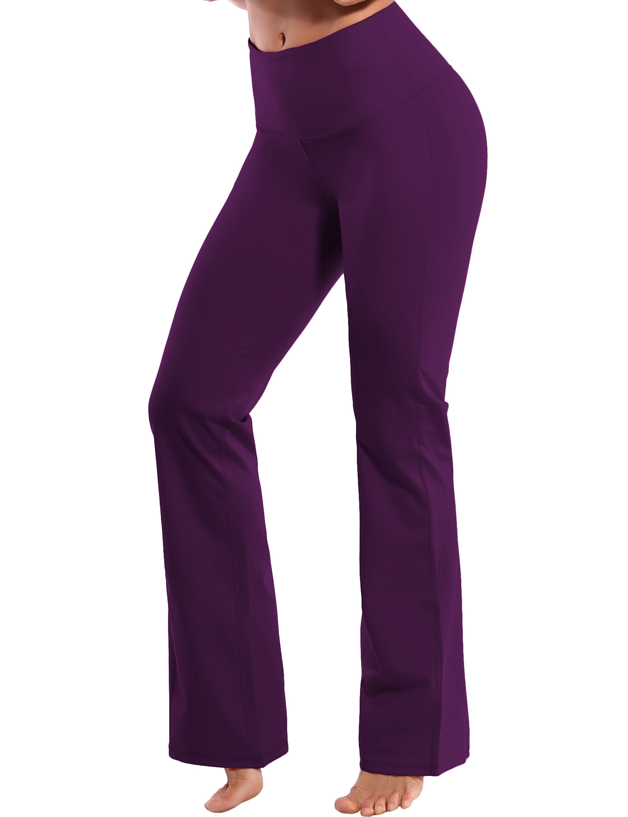 High Waist Bootcut Leggings Plum 75%Nylon/25%Spandex Fabric doesn't attract lint easily 4-way stretch No see-through Moisture-wicking Tummy control Inner pocket Five lengths