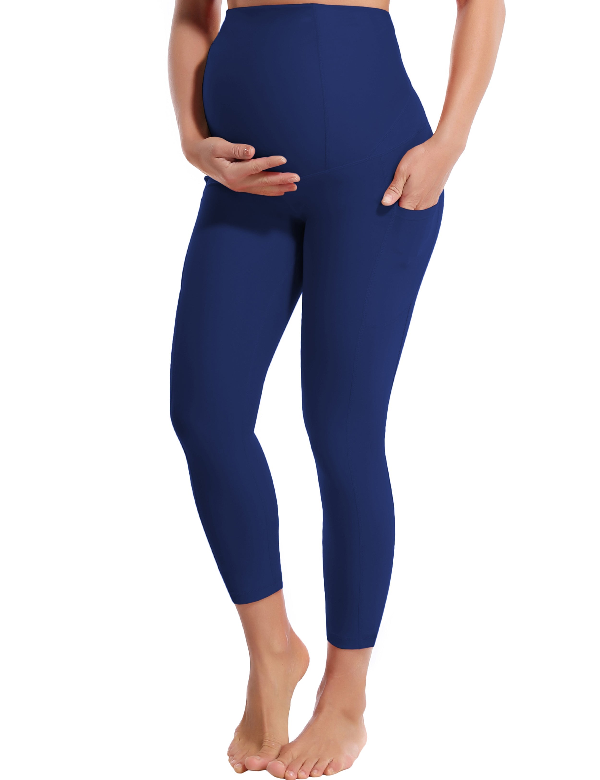 22" Side Pockets Maternity Tall Size Pants navy 87%Nylon/13%Spandex Softest-ever fabric High elasticity 4-way stretch Fabric doesn't attract lint easily No see-through Moisture-wicking Machine wash