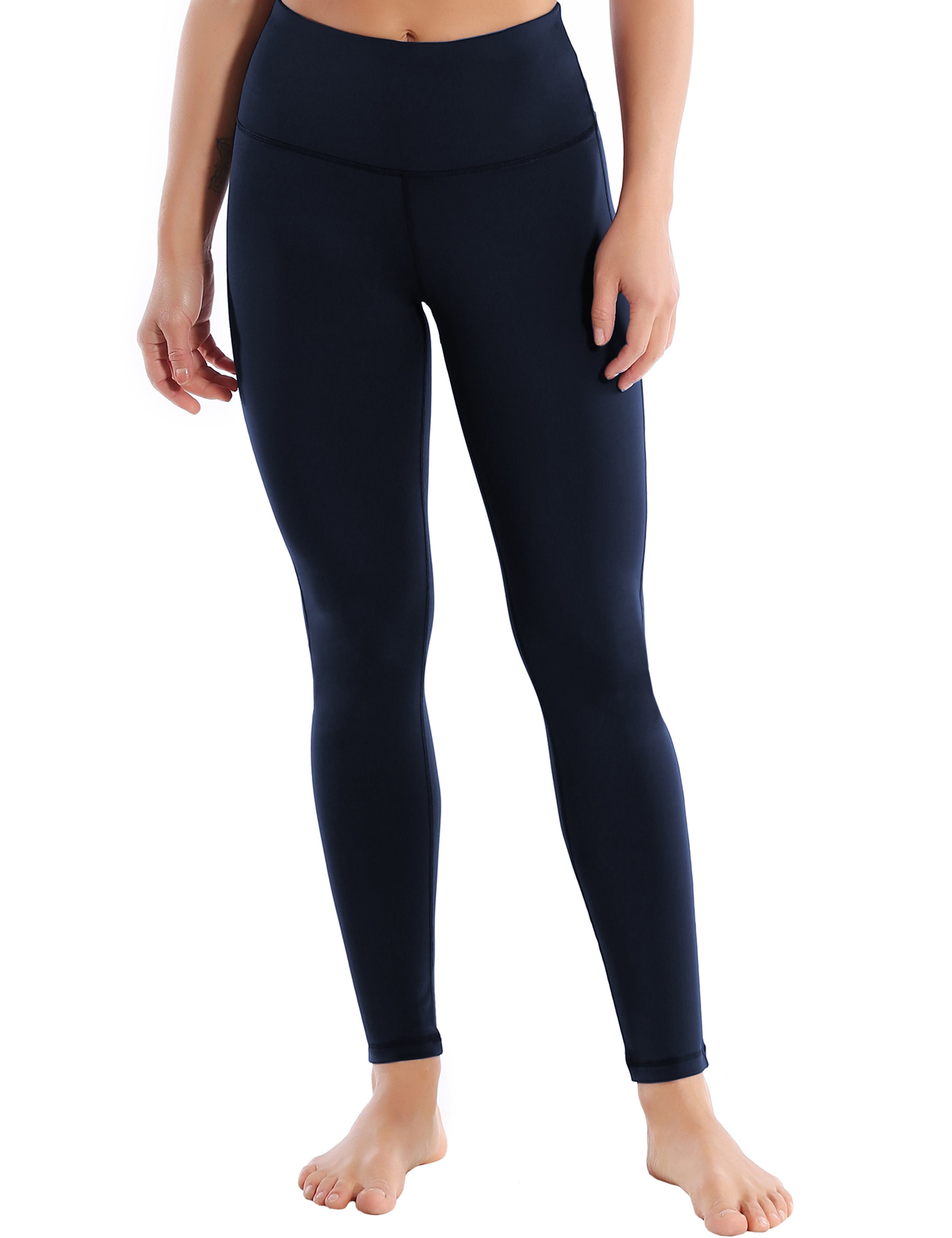 High Waist Side Line Running Pants darknavy Side Line is Make Your Legs Look Longer and Thinner 75%Nylon/25%Spandex Fabric doesn't attract lint easily 4-way stretch No see-through Moisture-wicking Tummy control Inner pocket Two lengths