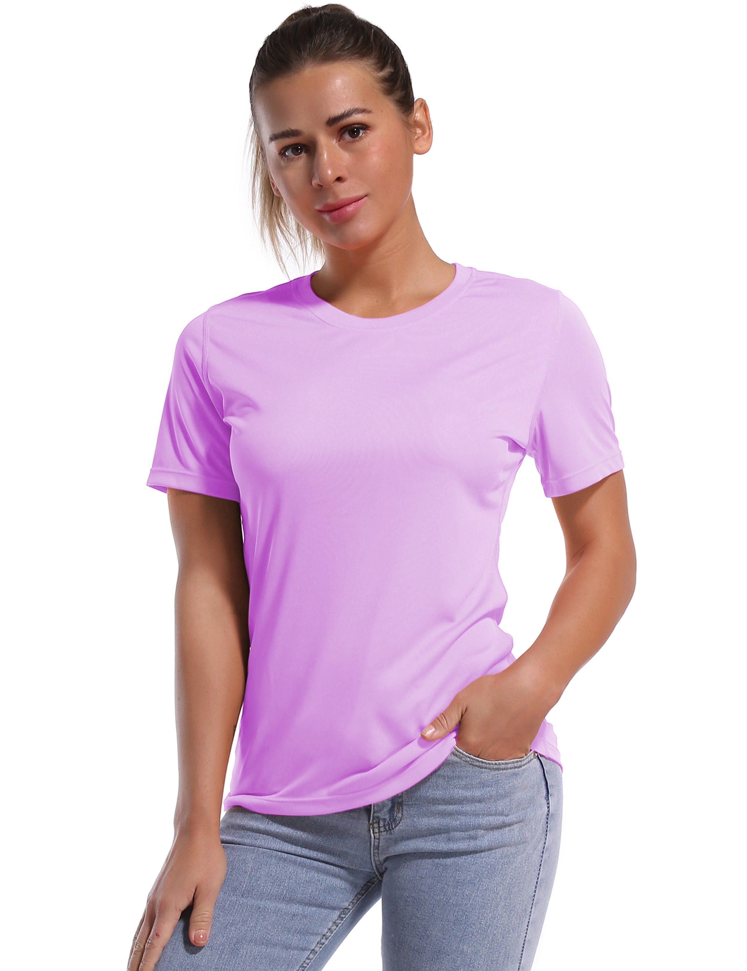 Short Sleeve Athletic Shirts purple_yoga