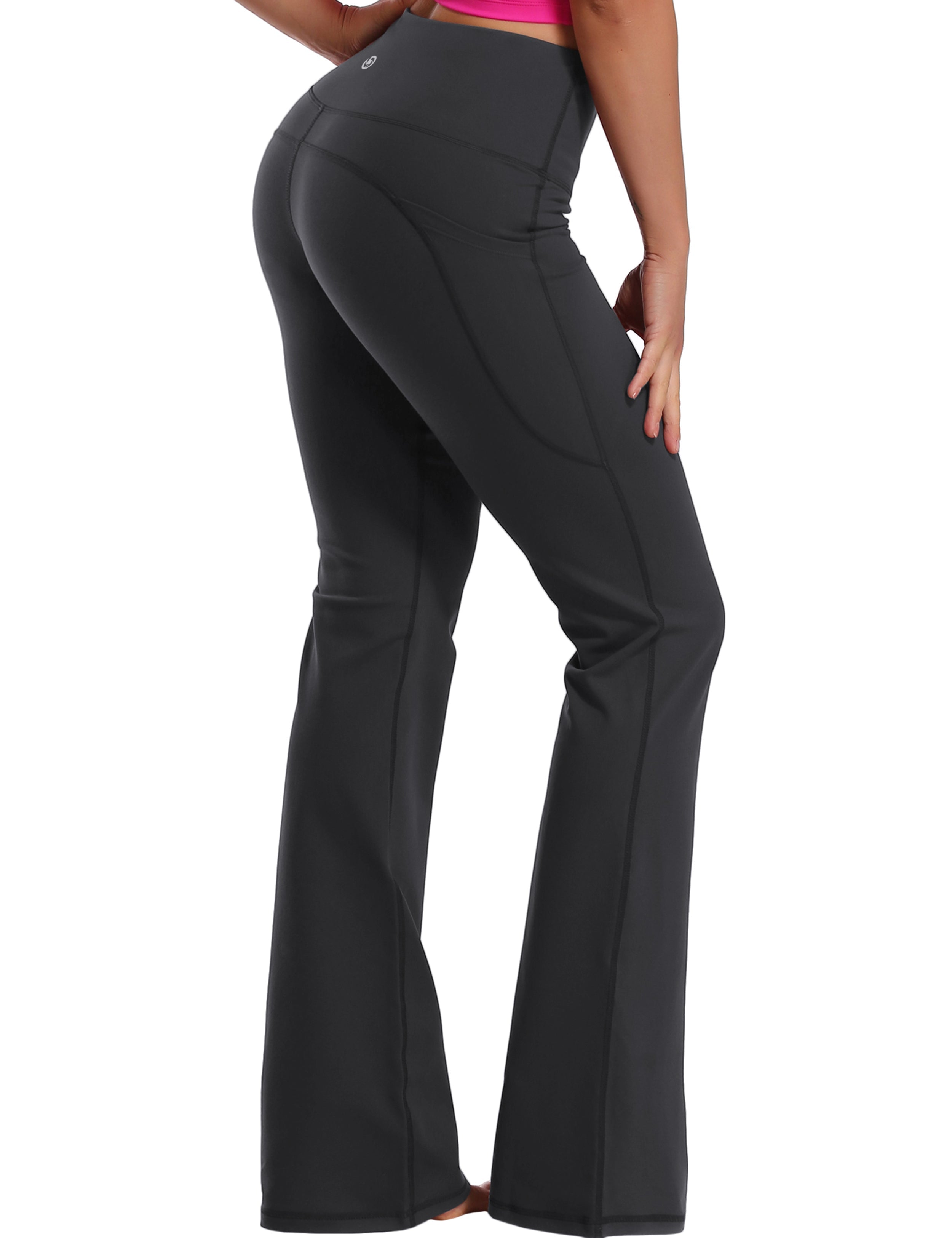 139 Side Pockets Bootcut Leggings shadowcharcoal 87%Nylon/13%Spandex Fabric doesn't attract lint easily 4-way stretch No see-through Moisture-wicking Tummy control Inner pocket Four lengths