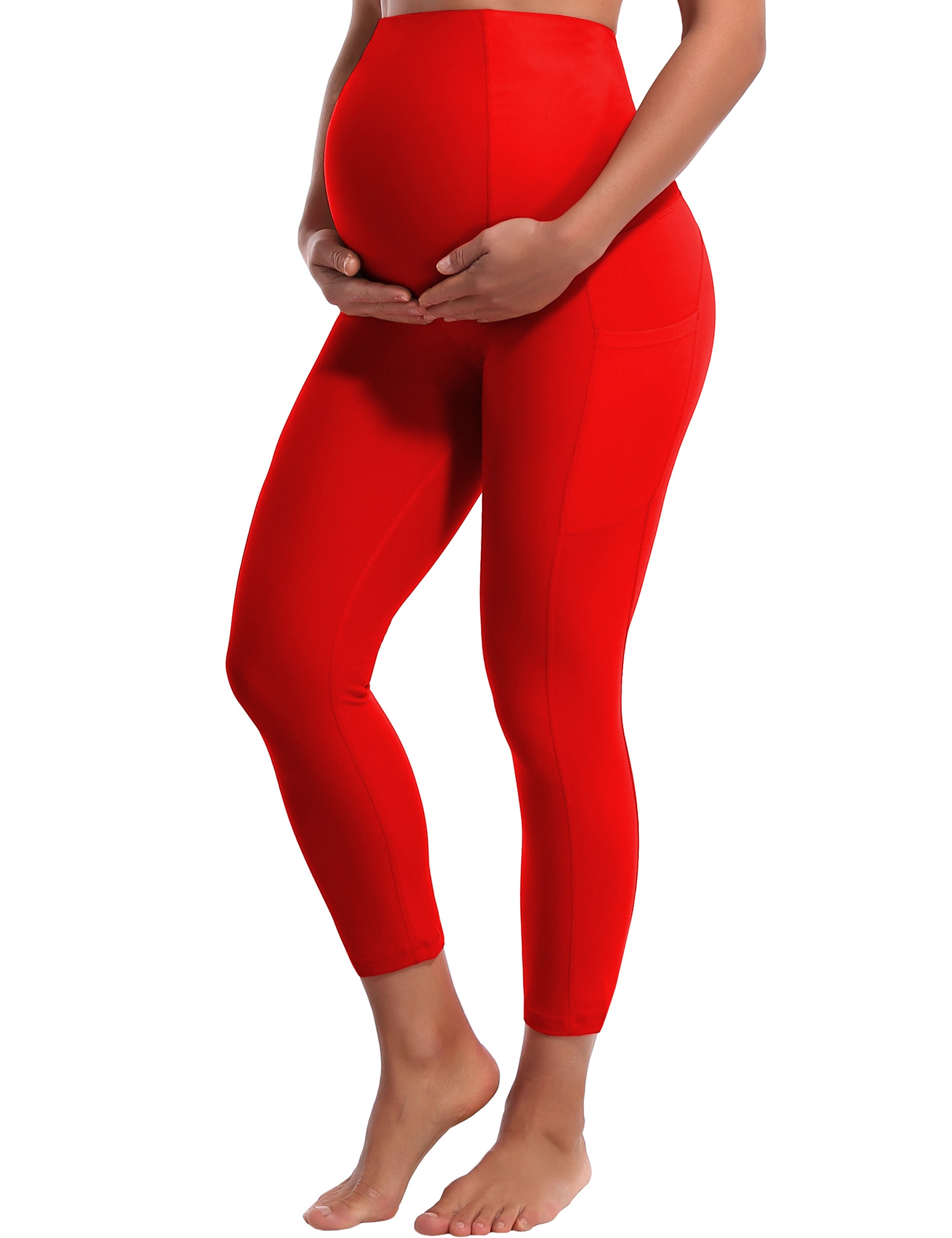 22" Side Pockets Maternity Tall Size Pants scarlet 87%Nylon/13%Spandex Softest-ever fabric High elasticity 4-way stretch Fabric doesn't attract lint easily No see-through Moisture-wicking Machine wash