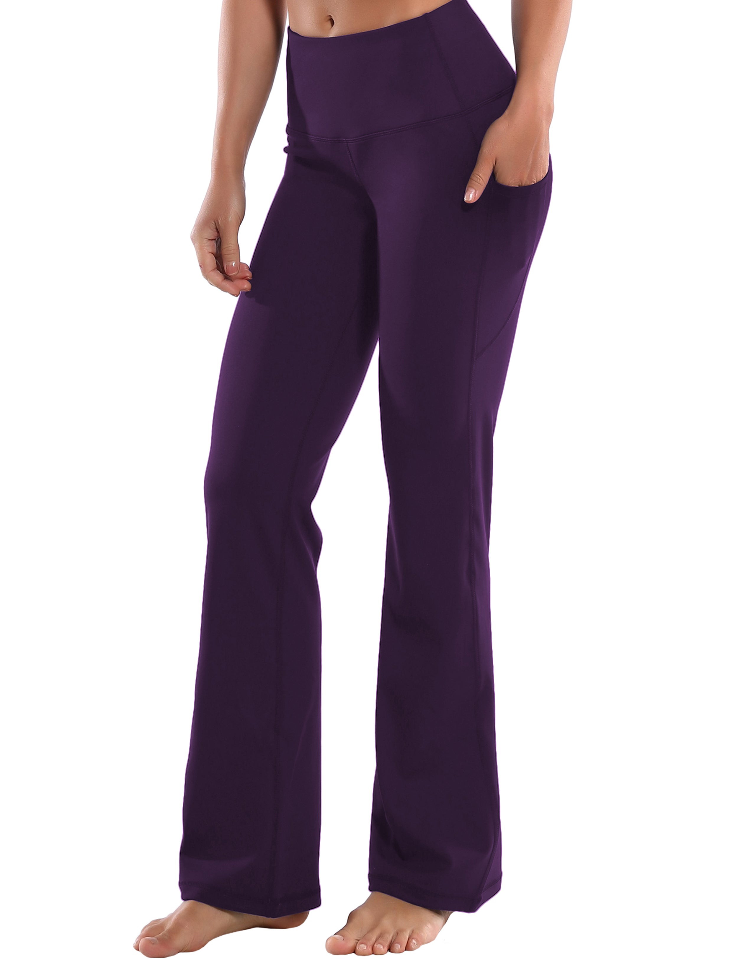 29" 31" 33" 35" 37"  Side Pockets Bootcut Leggings pansypurple_Running