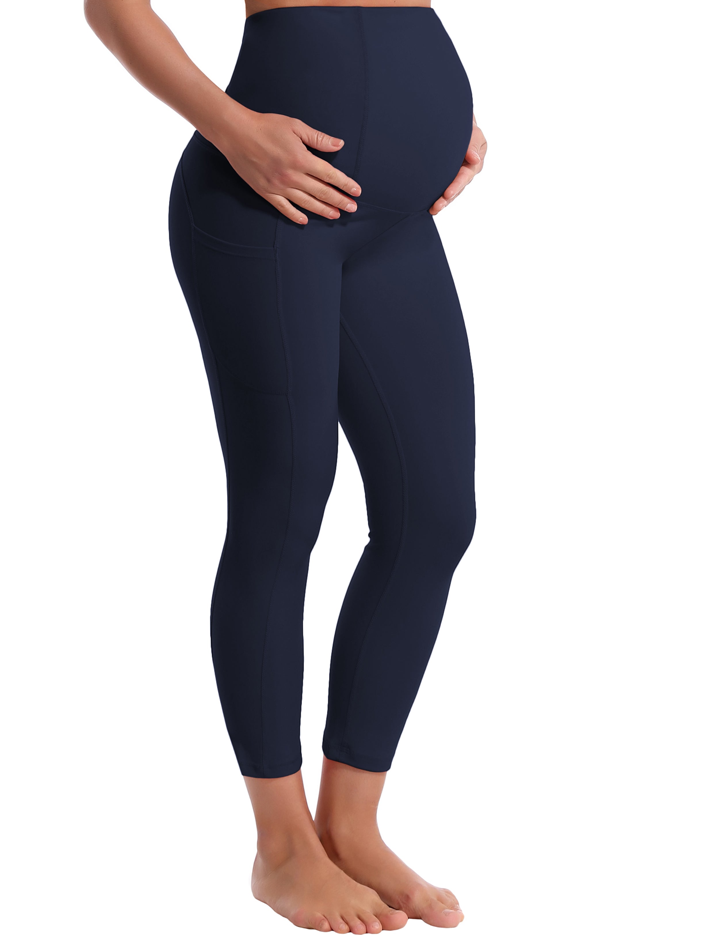 22" Side Pockets Maternity Tall Size Pants darknavy 87%Nylon/13%Spandex Softest-ever fabric High elasticity 4-way stretch Fabric doesn't attract lint easily No see-through Moisture-wicking Machine wash