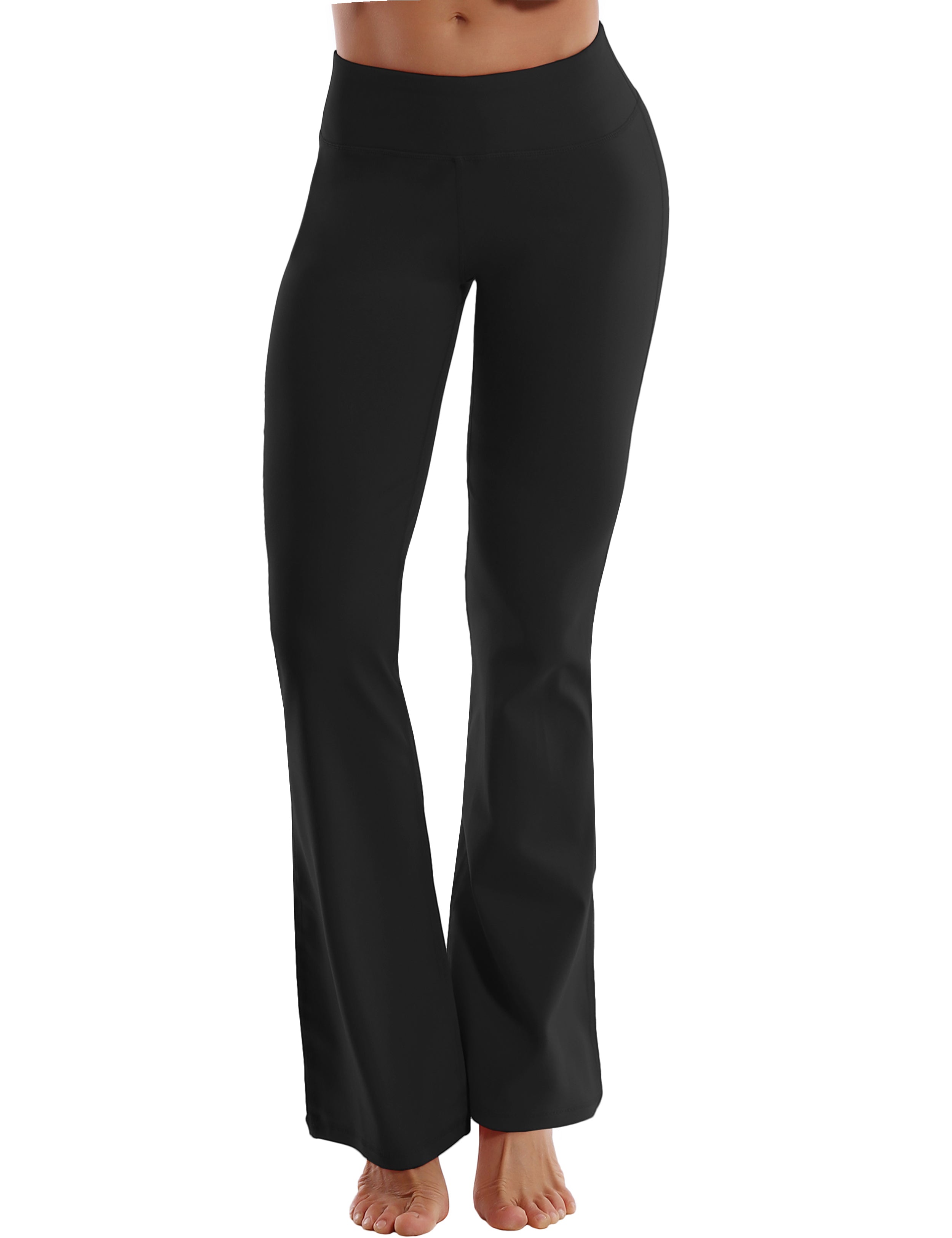 BUBBLELIME 29/31/33/35/37 4 Styles Women's High Waist Bootcut Yoga  Pants - Basic Nylon_EGGPLANTPURPLE S-31 Inseam 