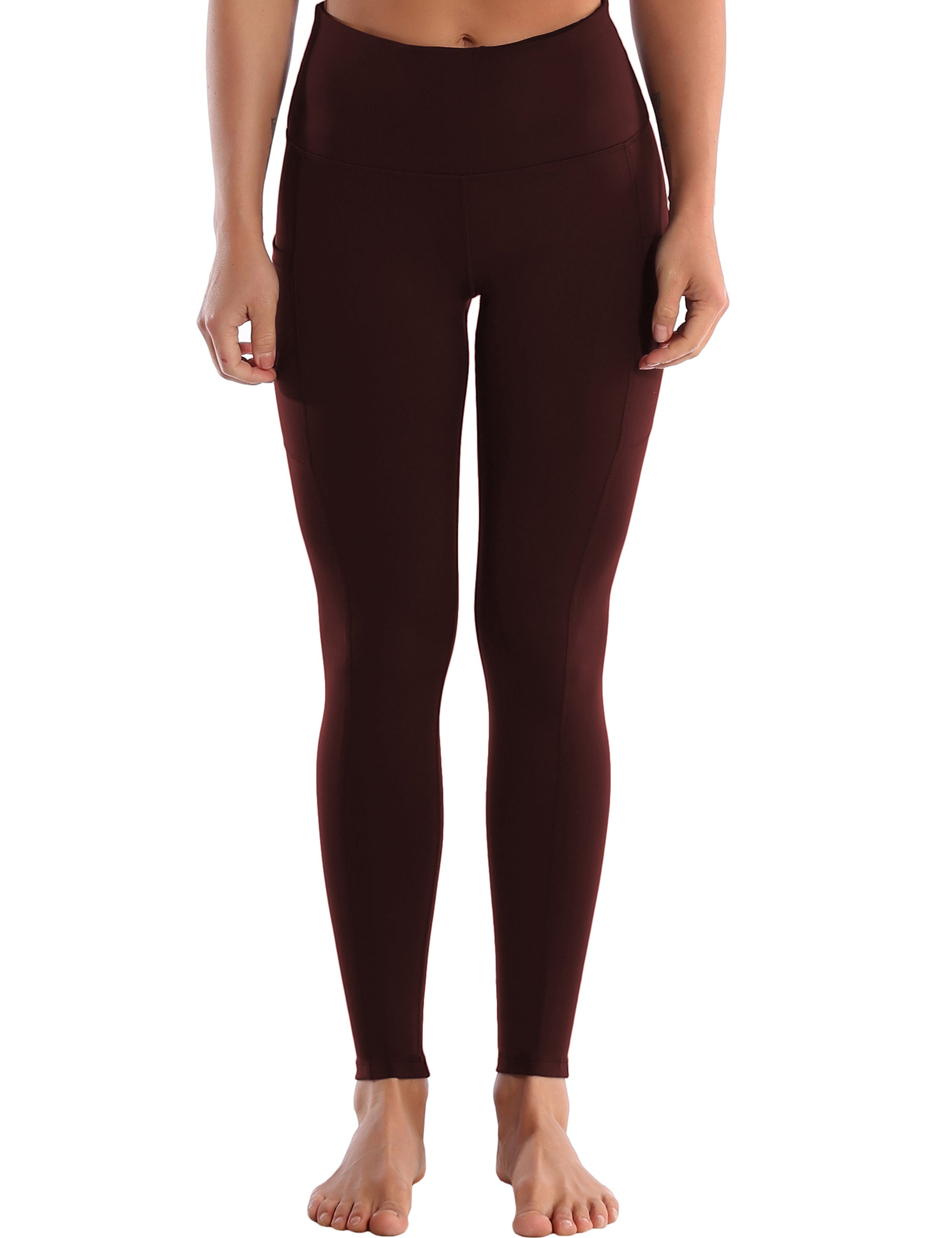 Hip Line Side Pockets Yoga Pants mahoganymaroon_yoga – bubblelime