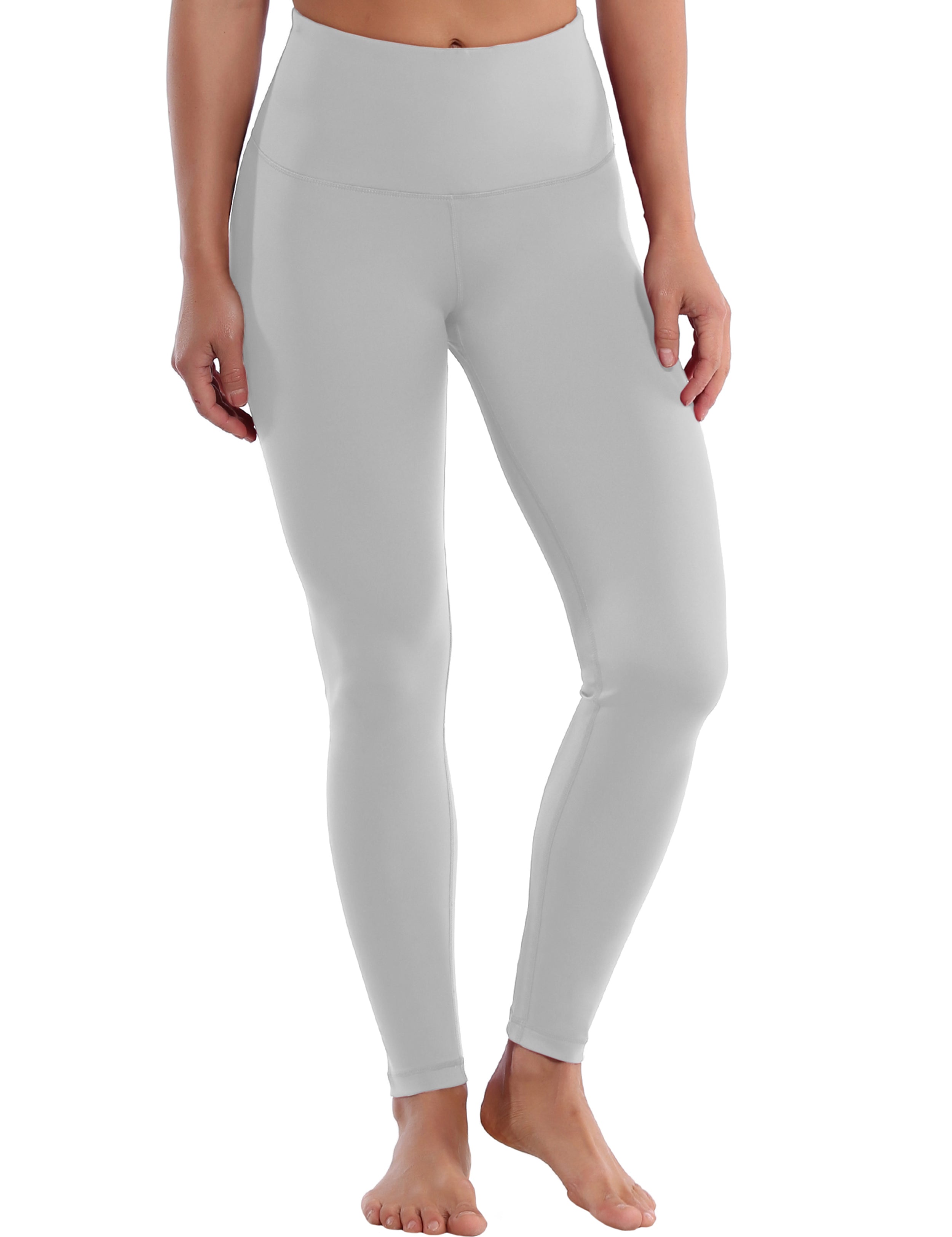 High Waist Tall Size Pants lightgray 75%Nylon/25%Spandex Fabric doesn't attract lint easily 4-way stretch No see-through Moisture-wicking Tummy control Inner pocket Four lengths