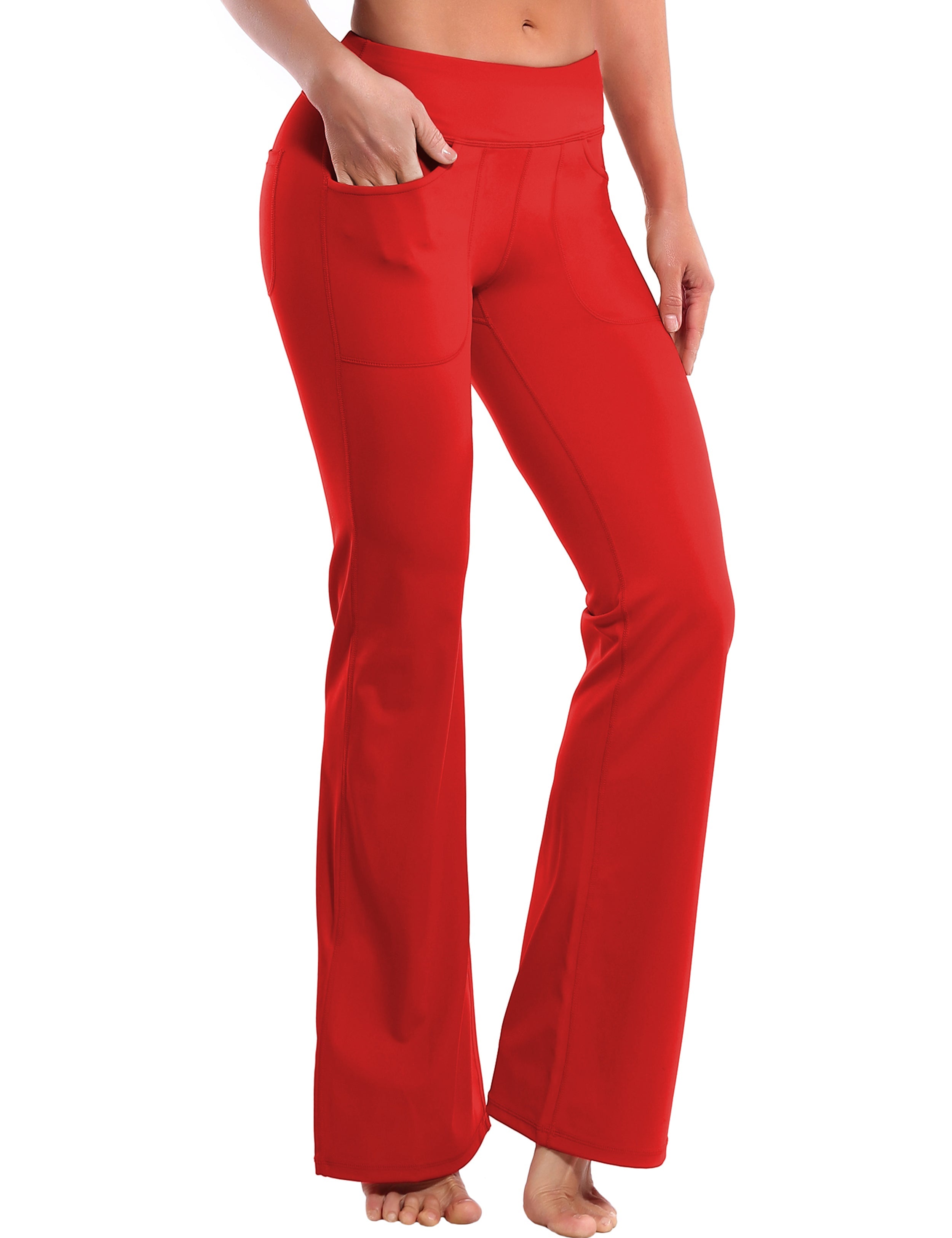 4 Pockets Bootcut Leggings scarlet 75%Nylon/25%Spandex Fabric doesn't attract lint easily 4-way stretch No see-through Moisture-wicking Inner pocket Four lengths