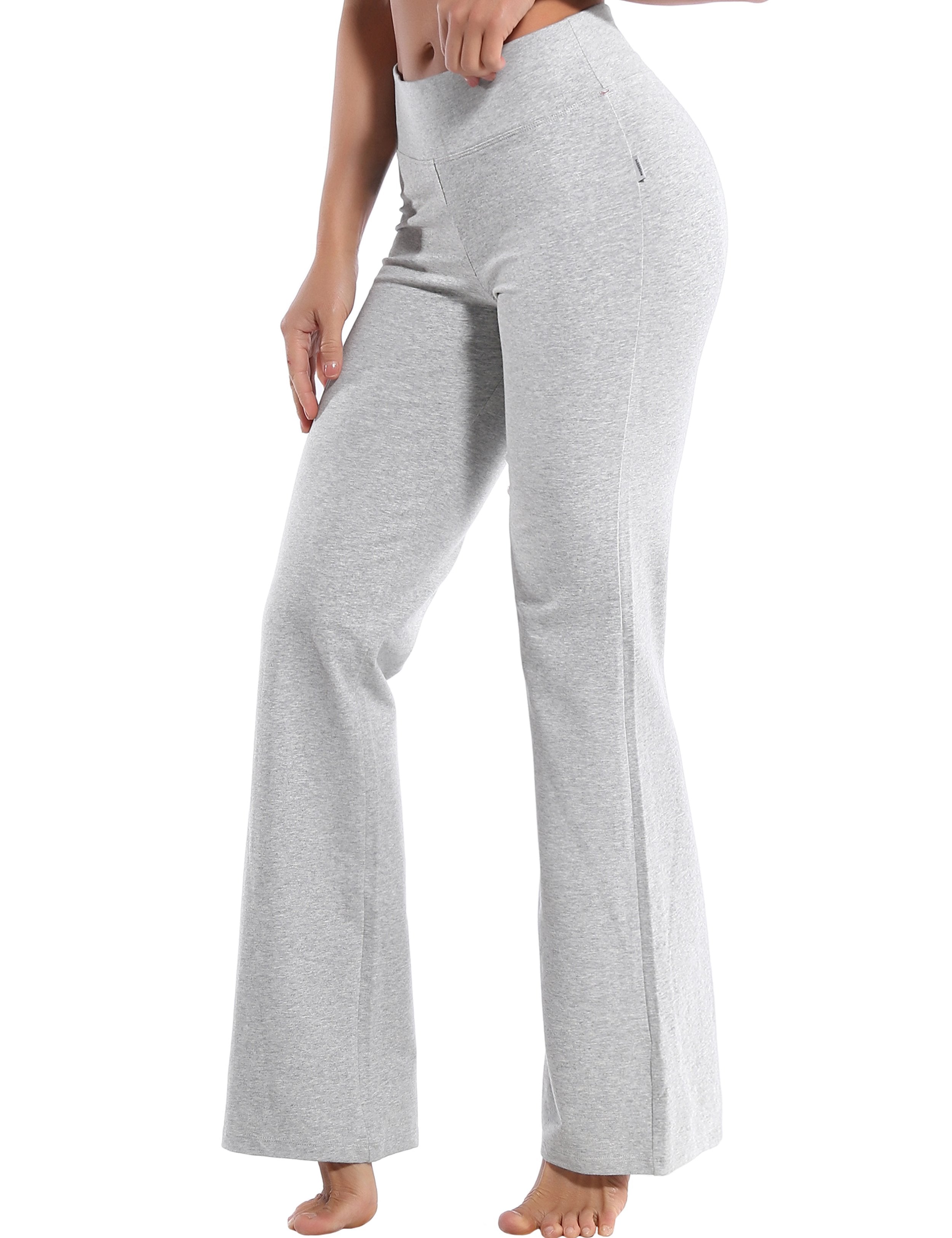 Cotton Bootcut Leggings heathergray 90%Cotton/10%Spandex (soft and cotton feel) Fabric doesn't attract lint easily 4-way stretch No see-through Moisture-wicking Inner pocket Four lengths