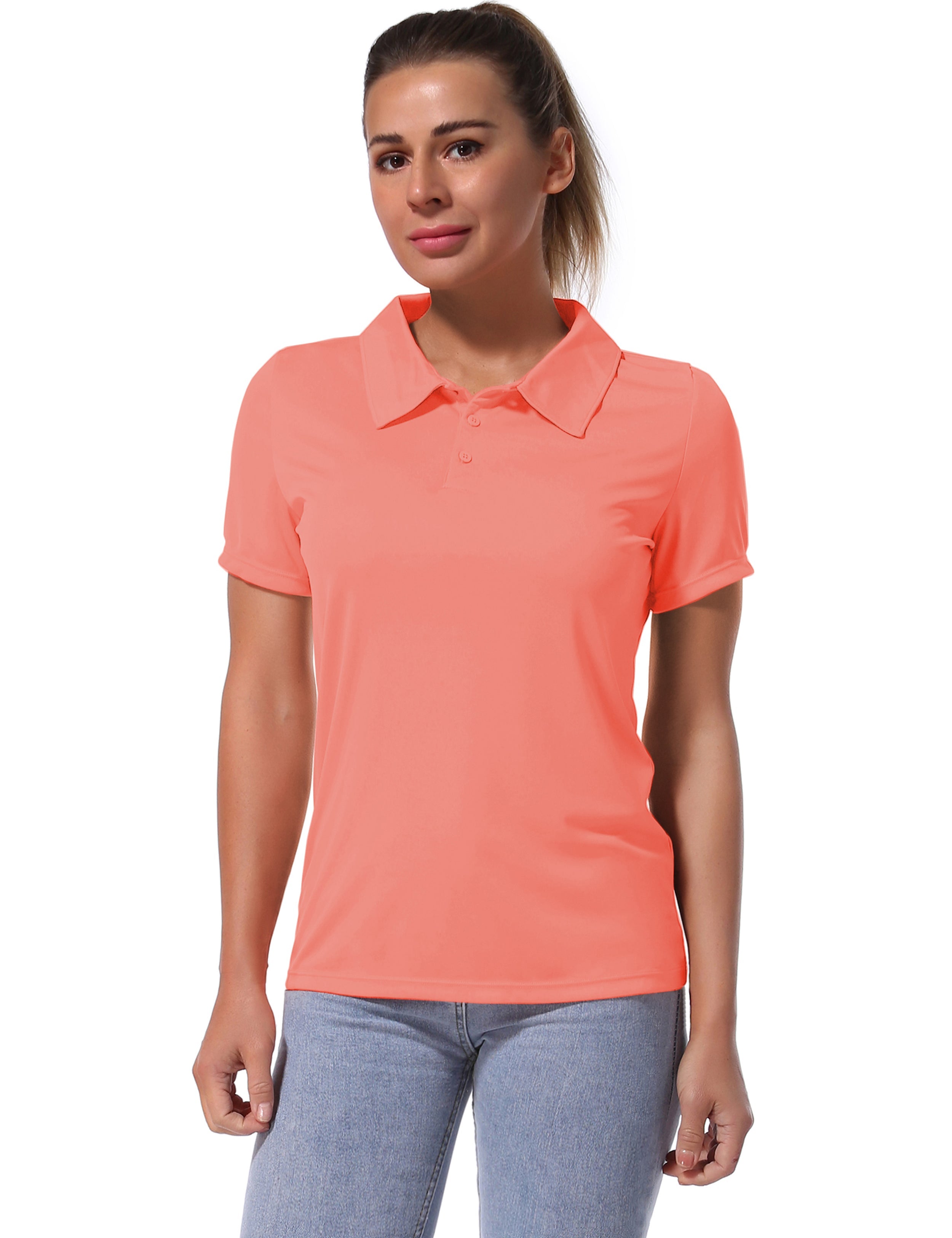 Short Sleeve Slim Fit Polo Shirt coral_Pilates