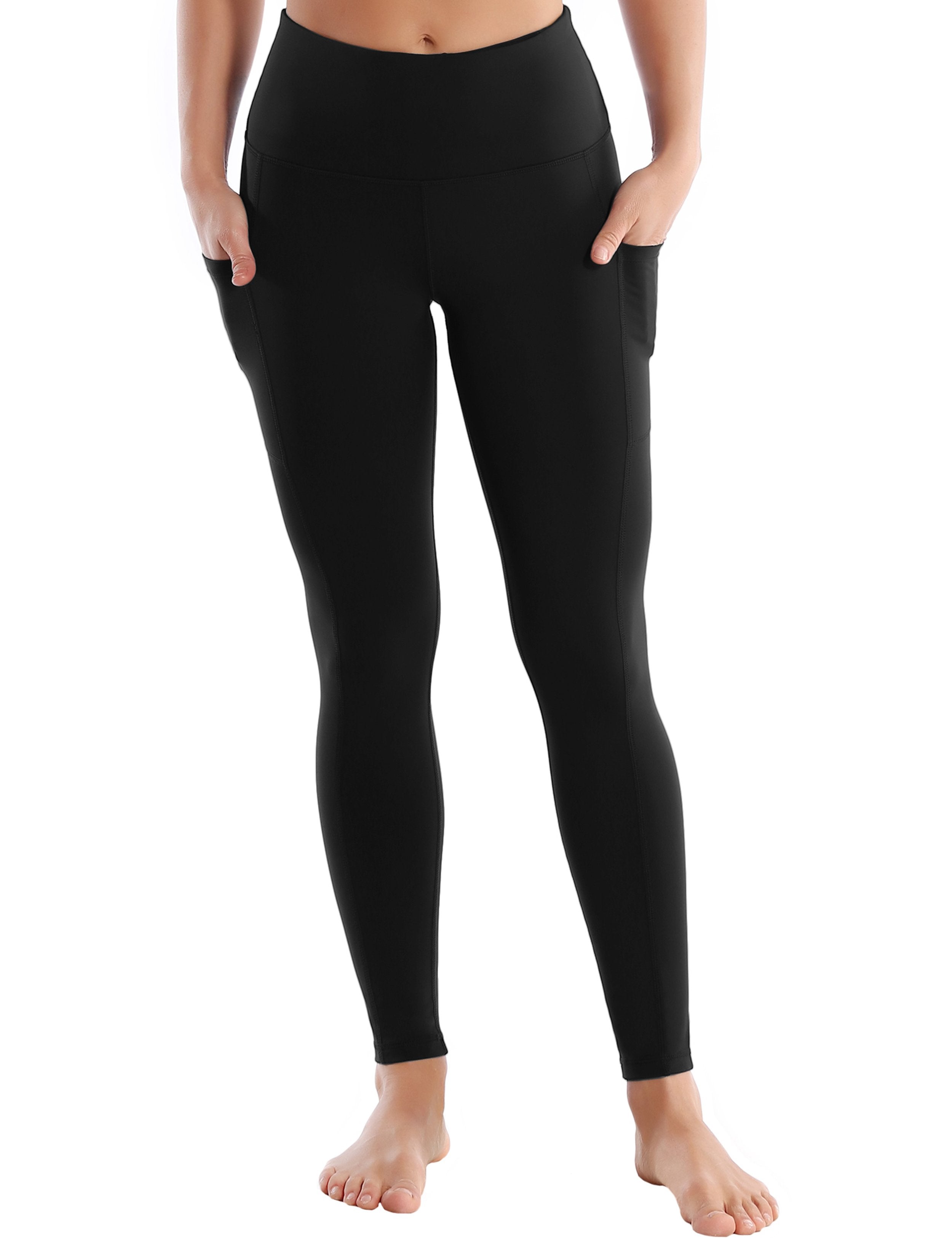 Women's Black Yoga Pants - Decorative Semi-sheer Inserts - Black