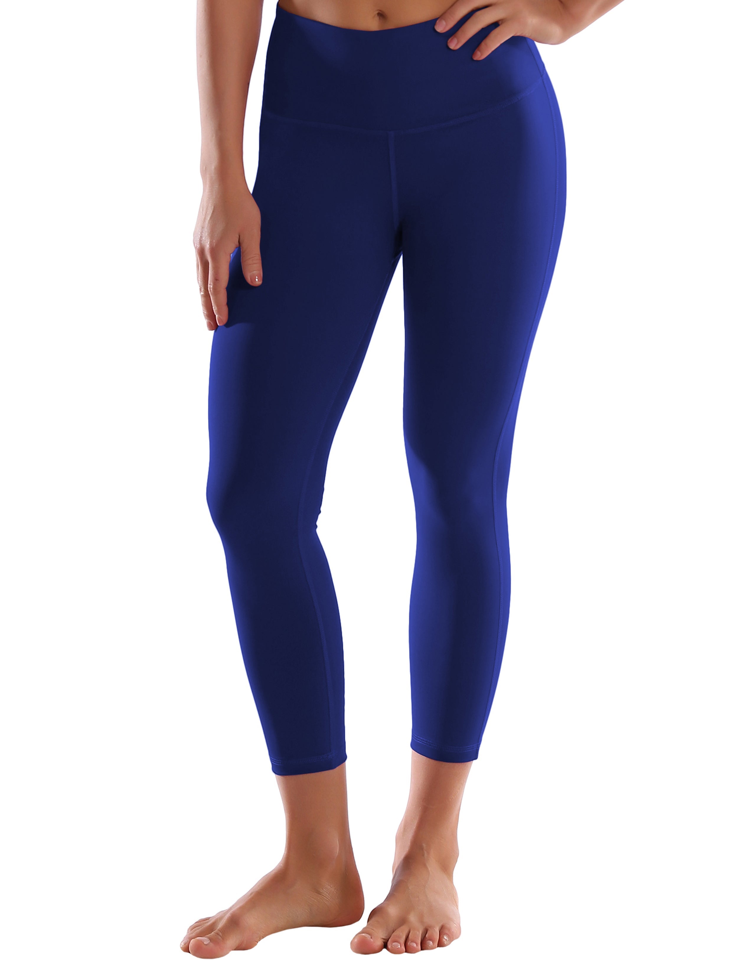 22" High Waist Side Line Capris navy 75%Nylon/25%Spandex Fabric doesn't attract lint easily 4-way stretch No see-through Moisture-wicking Tummy control Inner pocket