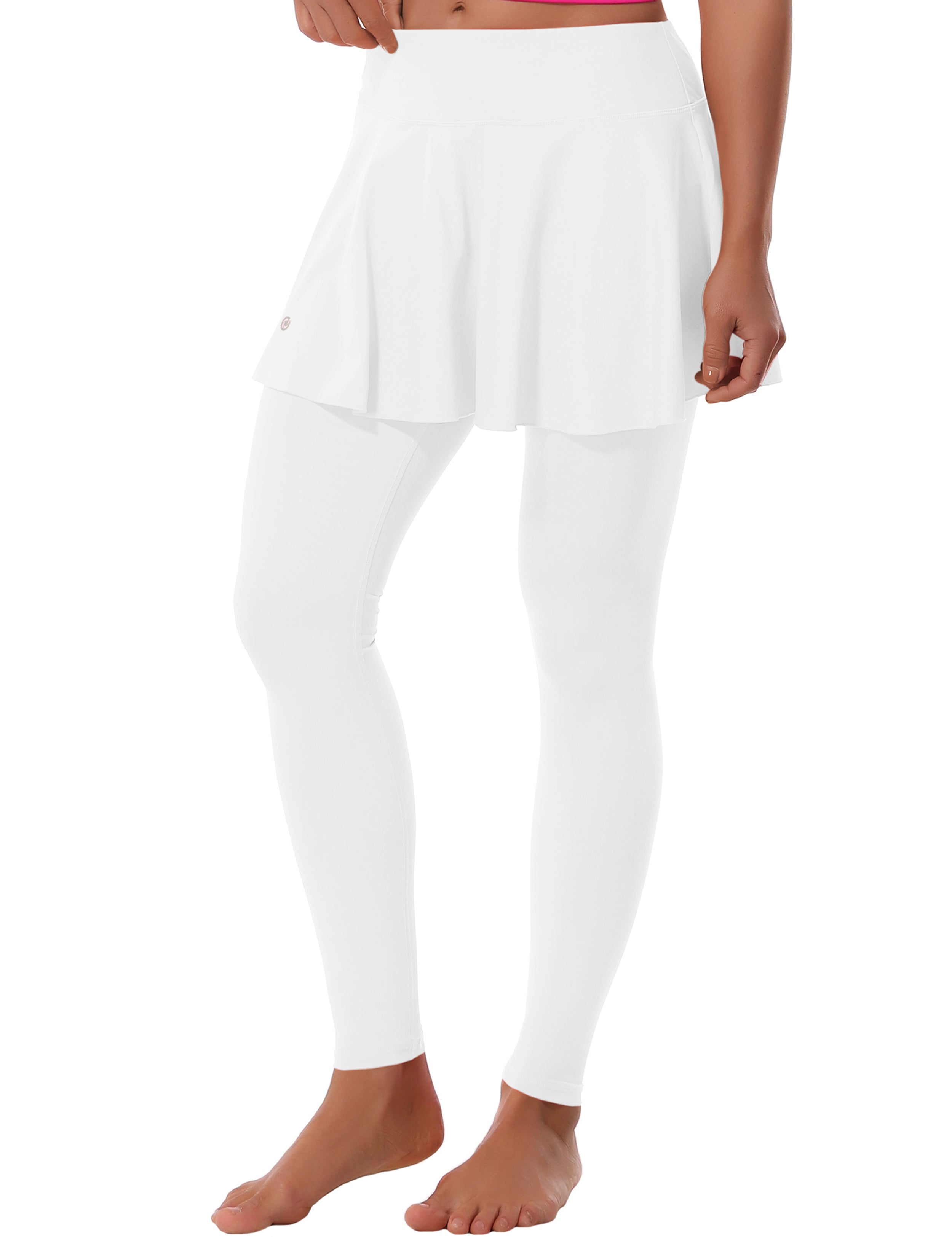 Athletic Tennis Golf Skort with Pocket Shorts white 80%Nylon/20%Spandex UPF 50+ sun protection Elastic closure Lightweight, Wrinkle Moisture wicking Quick drying Secure & comfortable two layer Hidden pocket