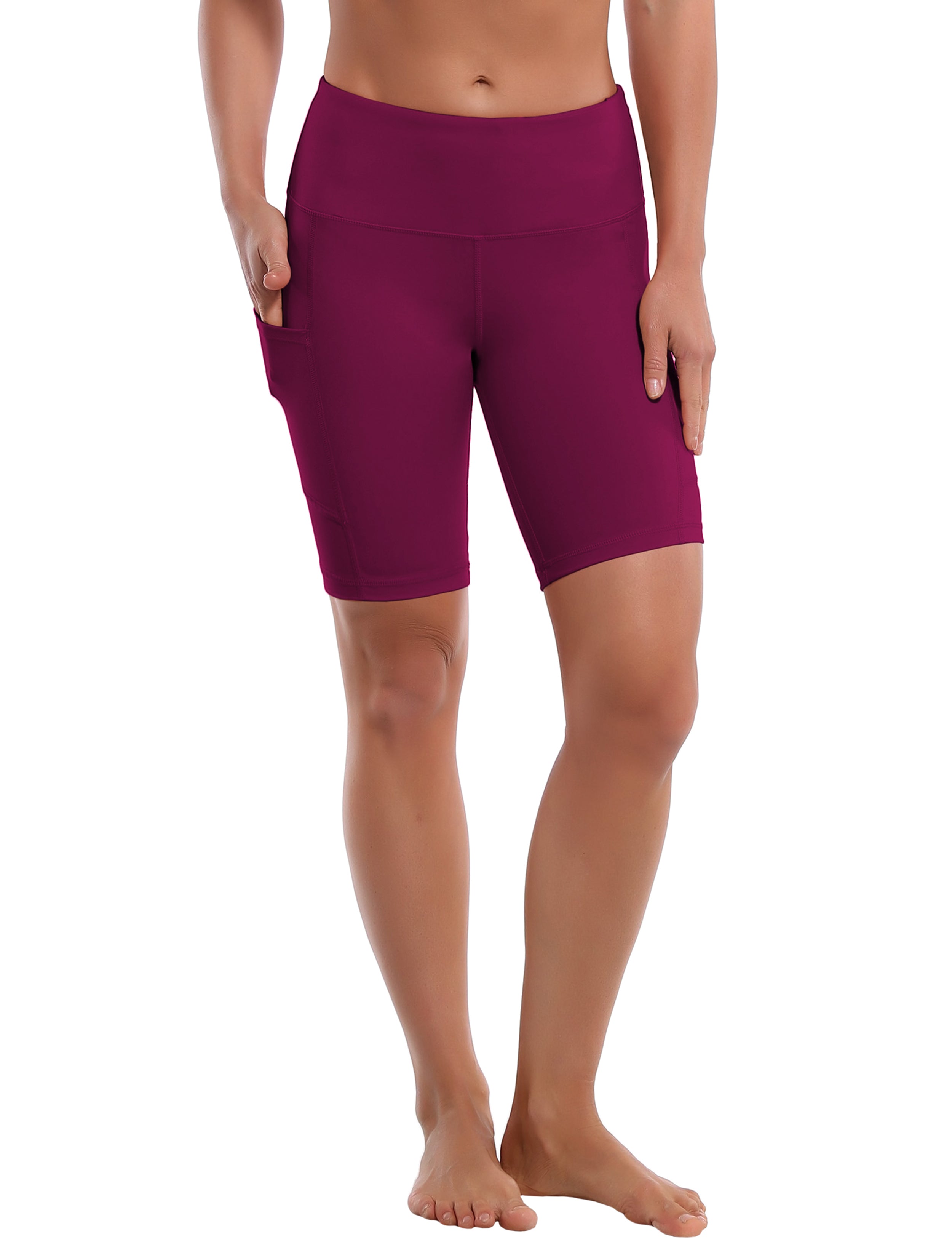 8" Side Pockets Gym Shorts grapevine Sleek, soft, smooth and totally comfortable: our newest style is here. Softest-ever fabric High elasticity High density 4-way stretch Fabric doesn't attract lint easily No see-through Moisture-wicking Machine wash 75% Nylon, 25% Spandex