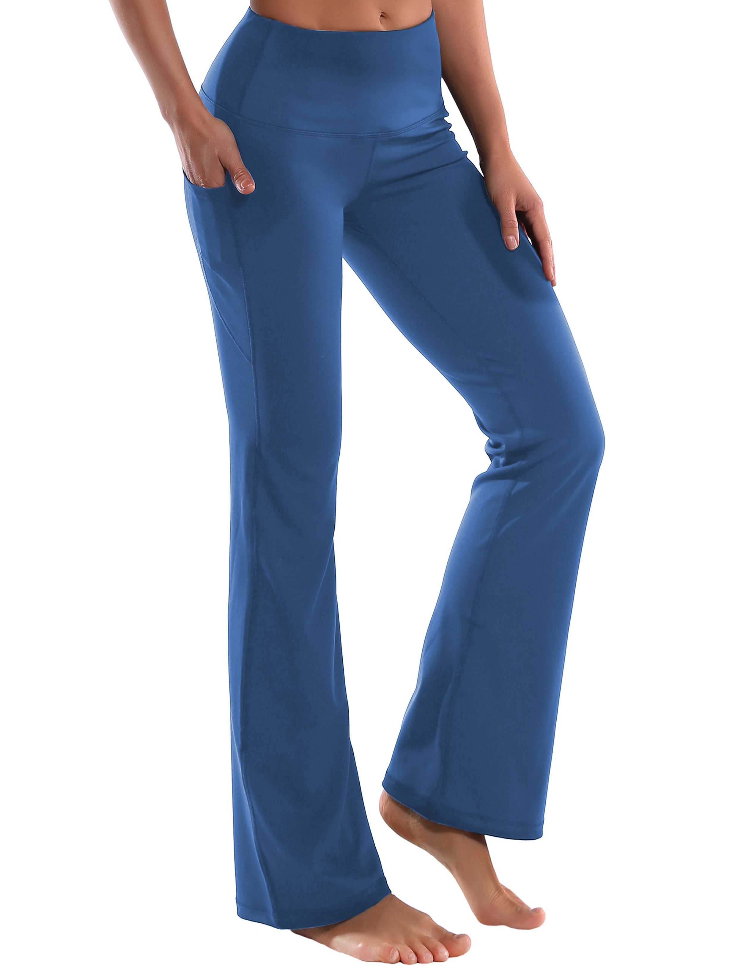 29" 31" 33" 35" 37"  Side Pockets Bootcut Leggings purplishblue_Running