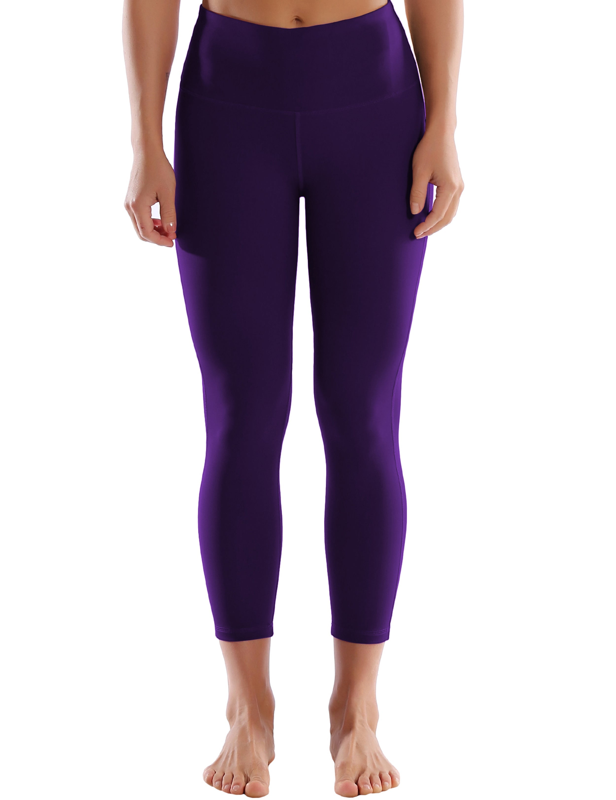 22" High Waist Side Line Capris eggplantpurple 75%Nylon/25%Spandex Fabric doesn't attract lint easily 4-way stretch No see-through Moisture-wicking Tummy control Inner pocket