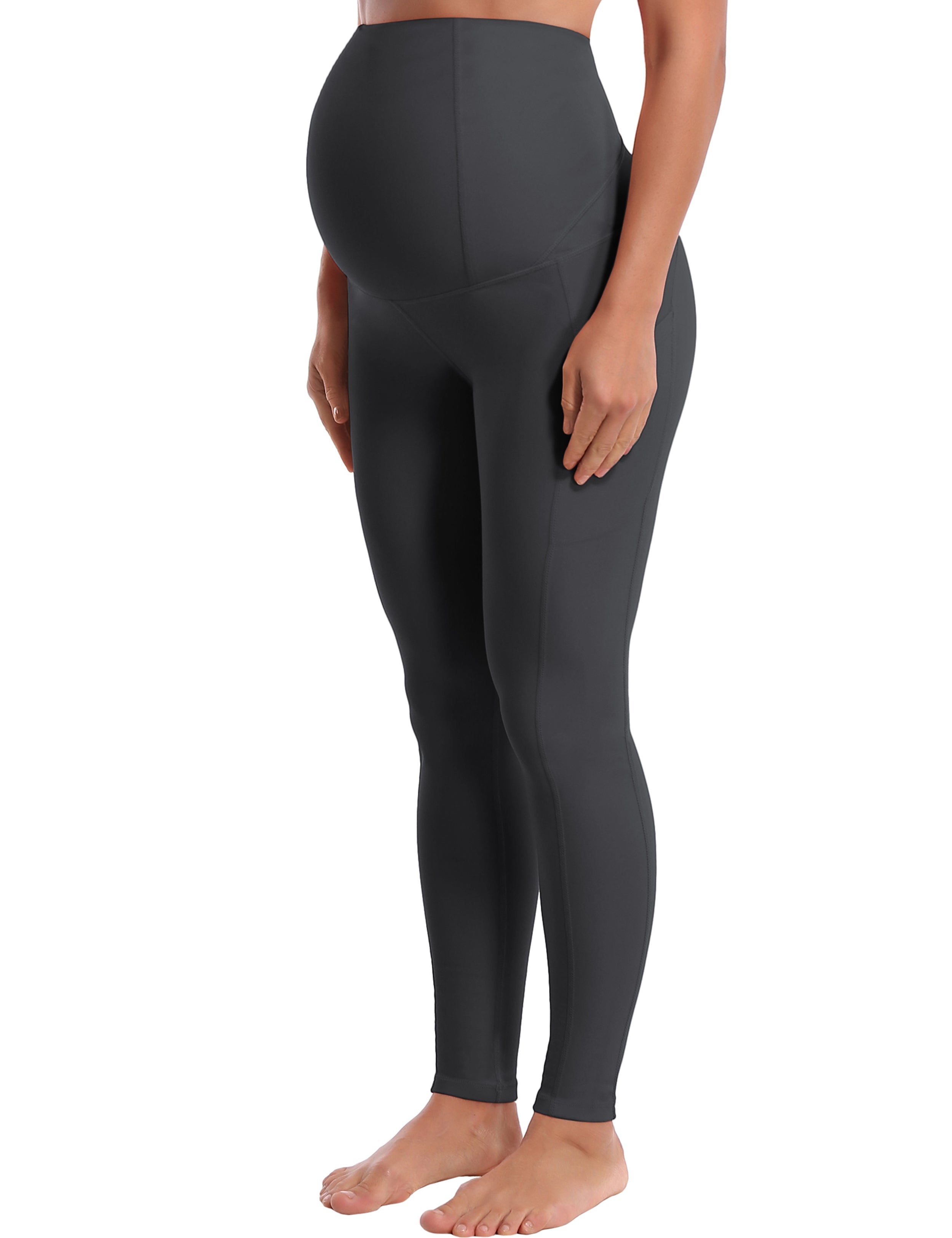 26" Side Pockets Maternity Running Pants shadowcharcoal 87%Nylon/13%Spandex Softest-ever fabric High elasticity 4-way stretch Fabric doesn't attract lint easily No see-through Moisture-wicking Machine wash