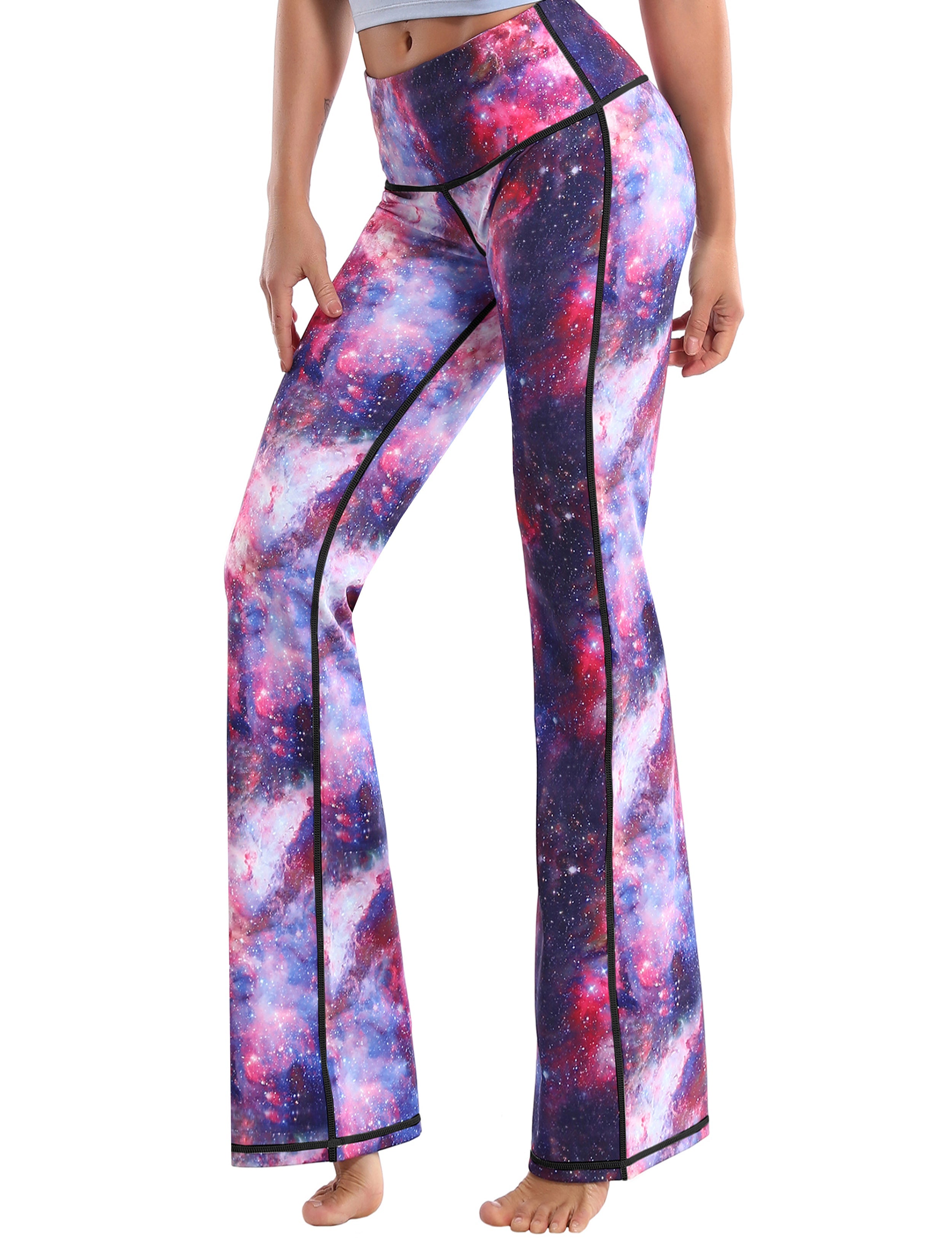 29" 31" 33" 35" 37" High Waist Printed Bootcut Leggings Galaxy_Running