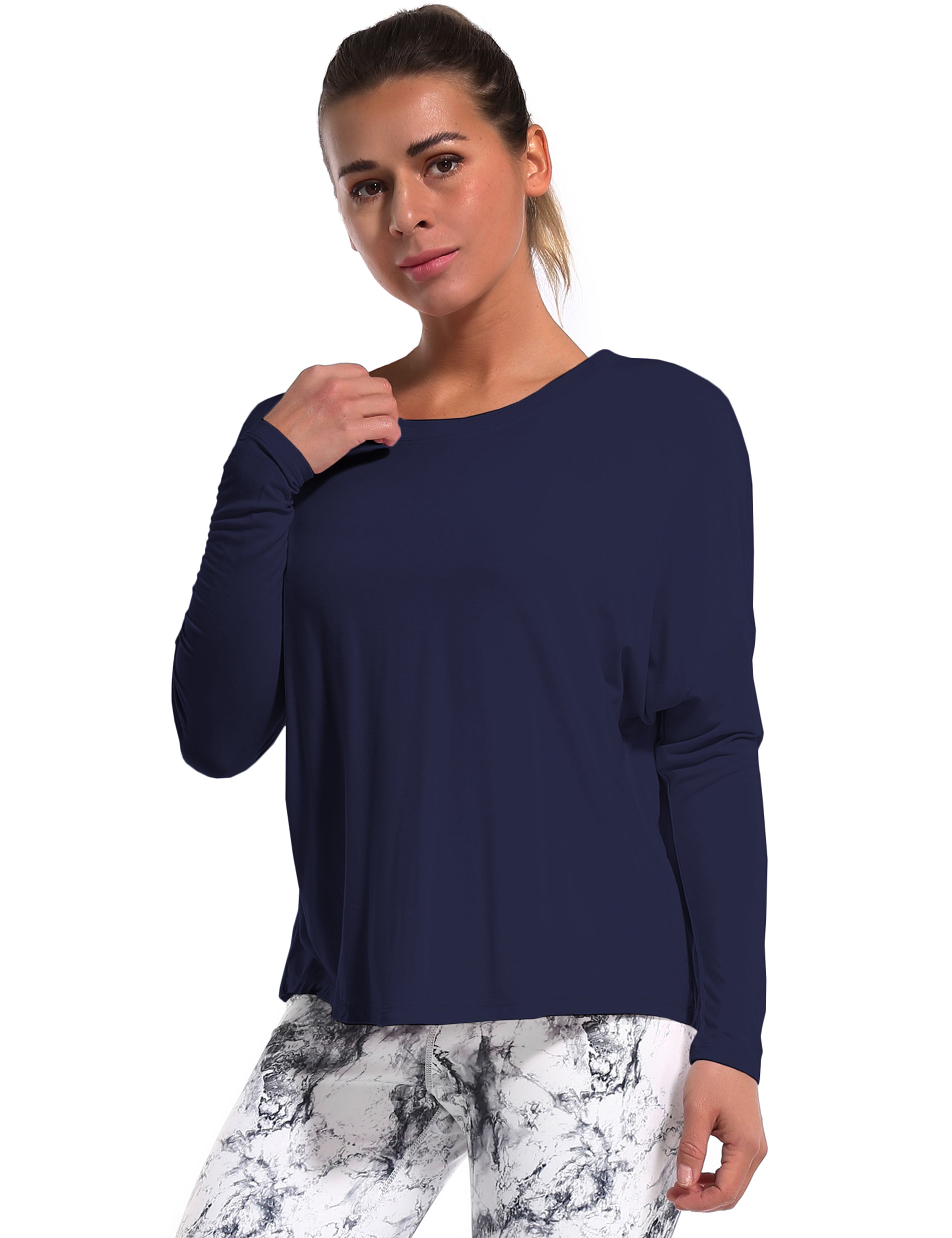 Tall Size Batwing Tunic Tops darknavy_Tall Size