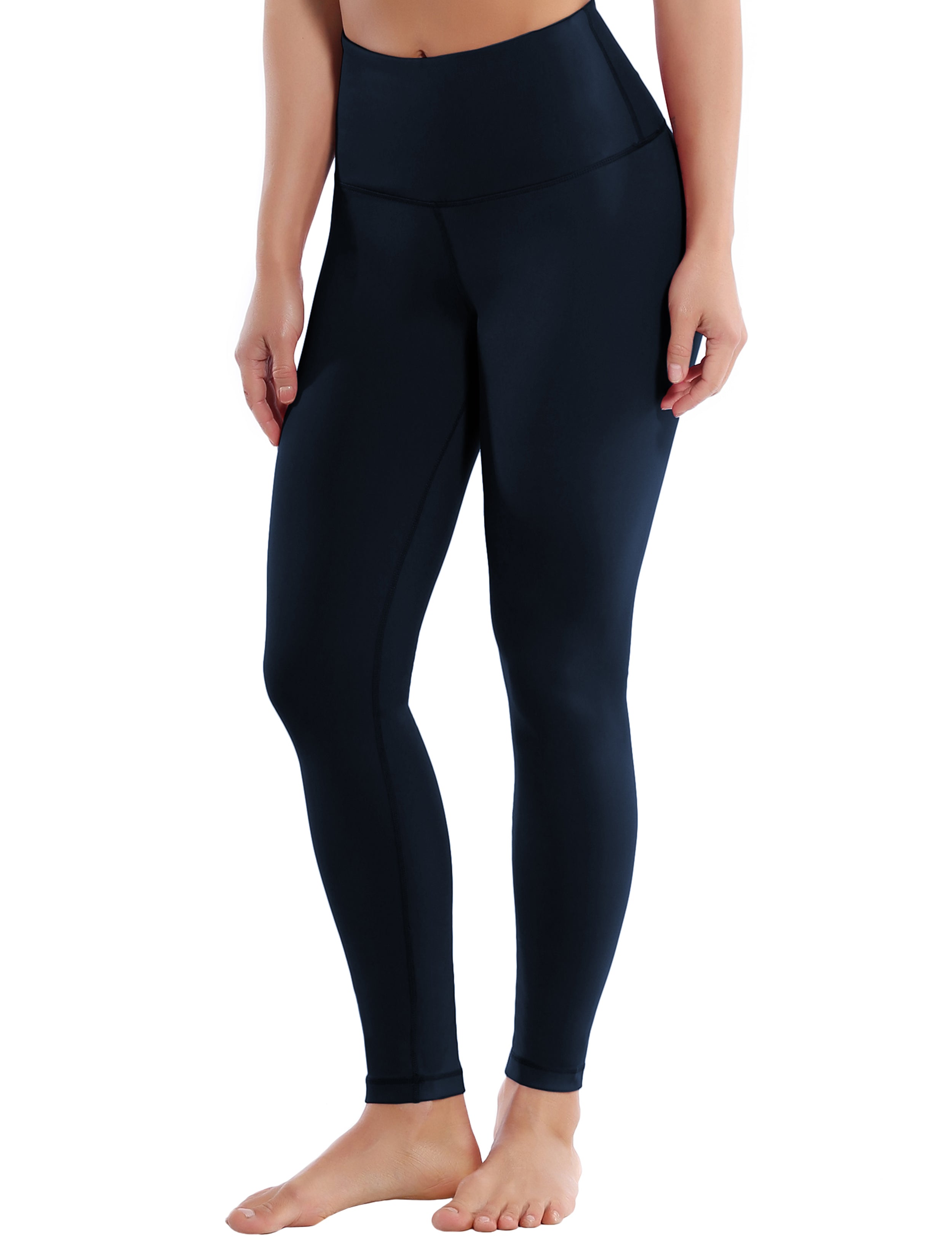 High Waist Tall Size Pants darknavy 75%Nylon/25%Spandex Fabric doesn't attract lint easily 4-way stretch No see-through Moisture-wicking Tummy control Inner pocket Four lengths