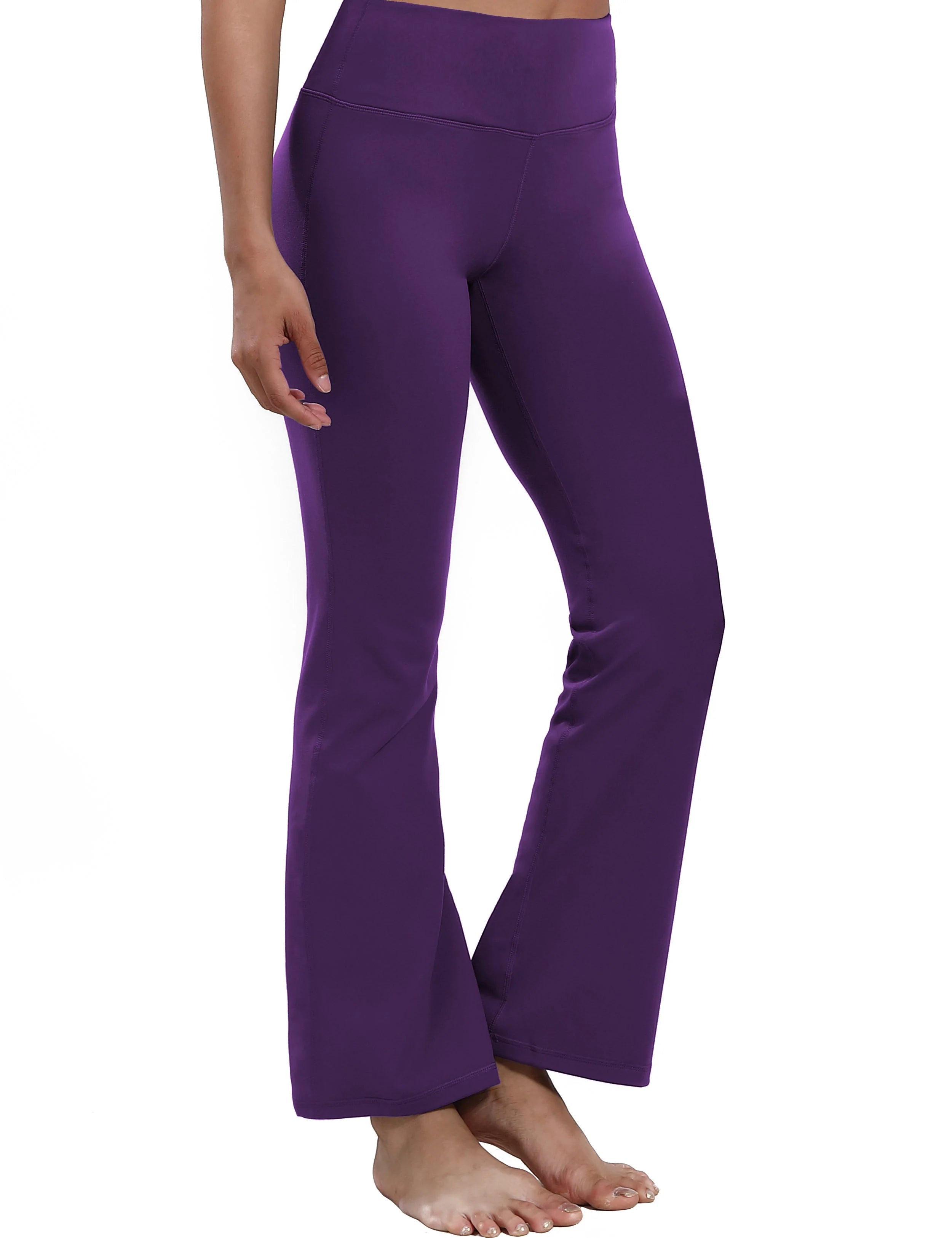 High Waist Bootcut Leggings pansypurple 75%Nylon/25%Spandex Fabric doesn't attract lint easily 4-way stretch No see-through Moisture-wicking Tummy control Inner pocket Five lengths