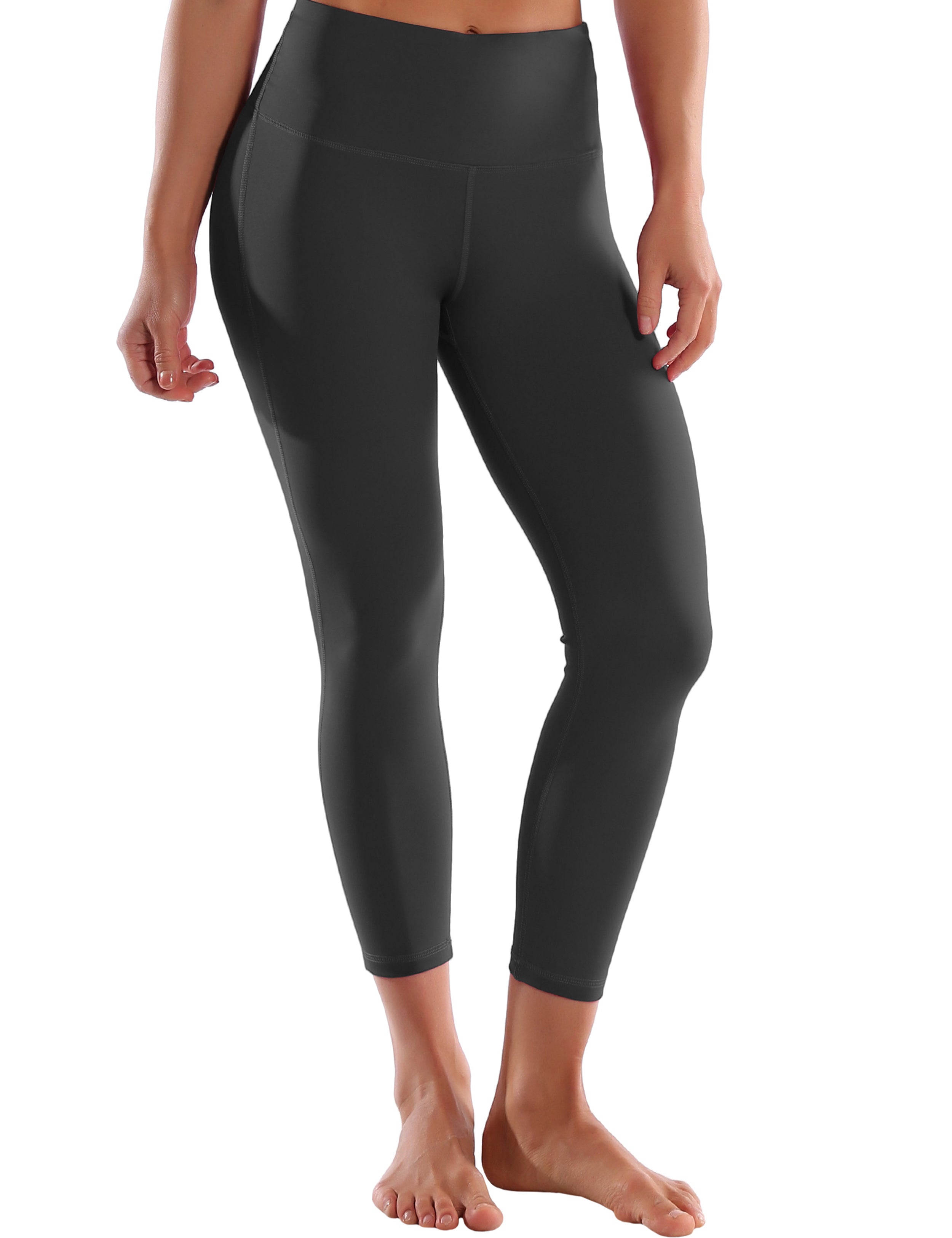 22" High Waist Side Line Capris shadowcharcoal 75%Nylon/25%Spandex Fabric doesn't attract lint easily 4-way stretch No see-through Moisture-wicking Tummy control Inner pocket