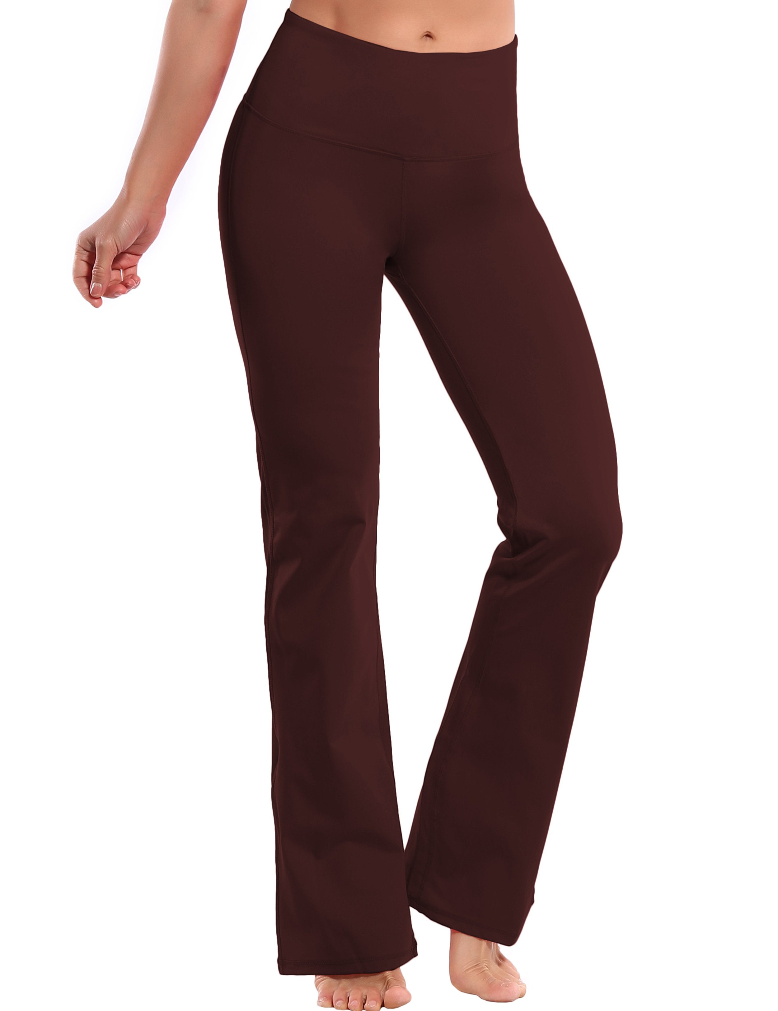 High Waist Bootcut Leggings Mahoganymaroon 75%Nylon/25%Spandex Fabric doesn't attract lint easily 4-way stretch No see-through Moisture-wicking Tummy control Inner pocket Five lengths