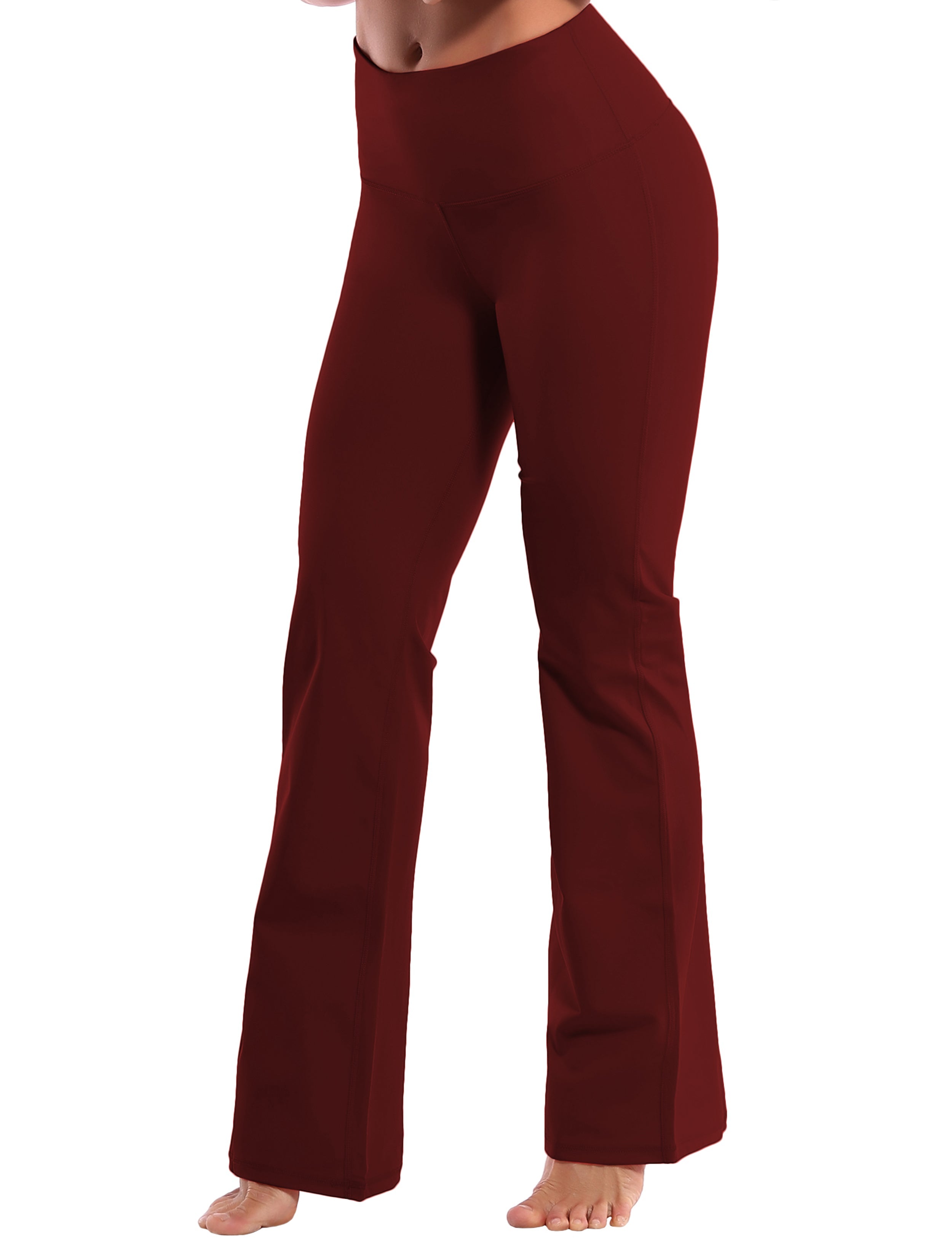 High Waist Bootcut Leggings Cherryred 75%Nylon/25%Spandex Fabric doesn't attract lint easily 4-way stretch No see-through Moisture-wicking Tummy control Inner pocket Five lengths