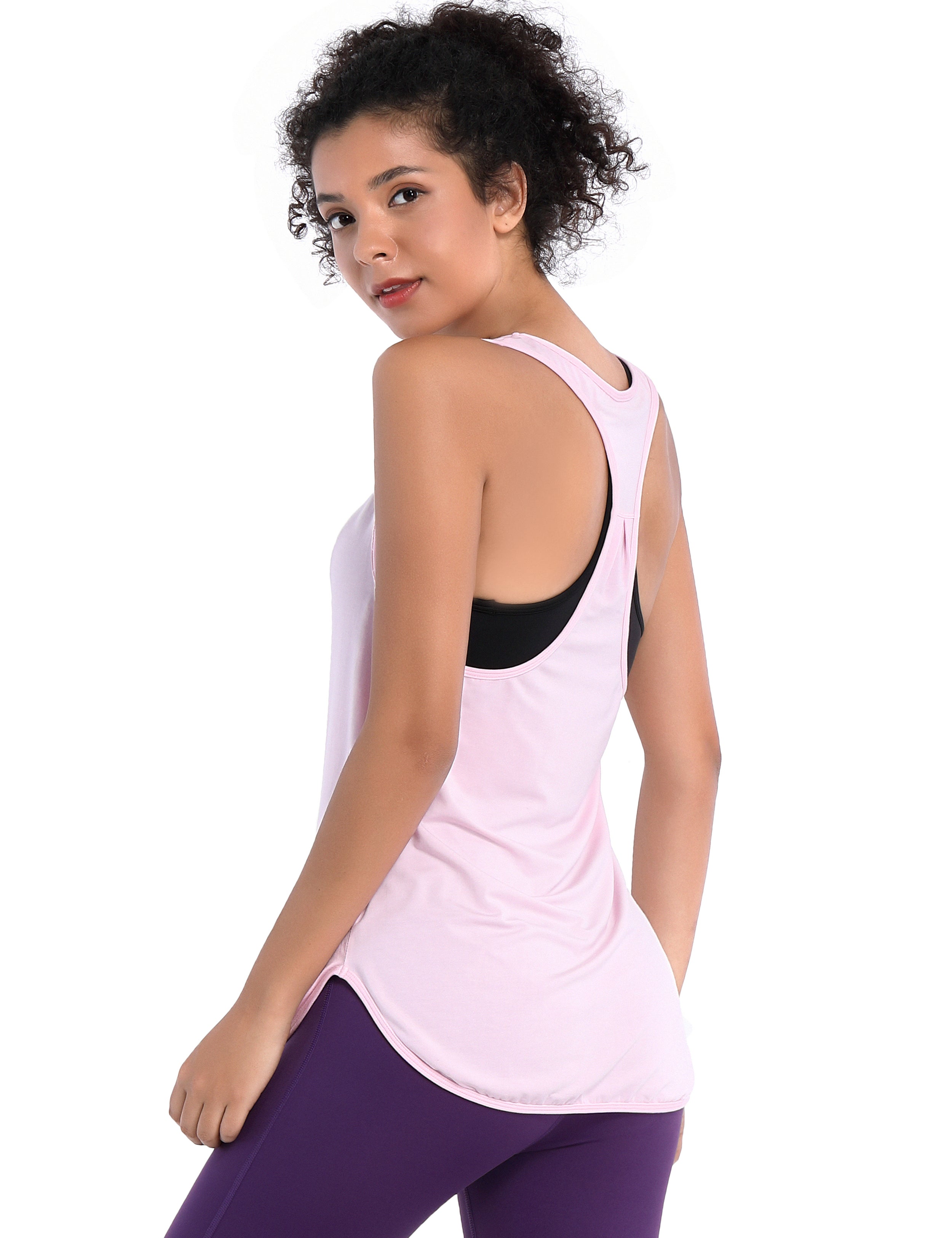 Loose Fit Racerback Tank Top lightpink Designed for On the Move Loose fit 93%Modal/7%Spandex Four-way stretch Naturally breathable Super-Soft, Modal Fabric