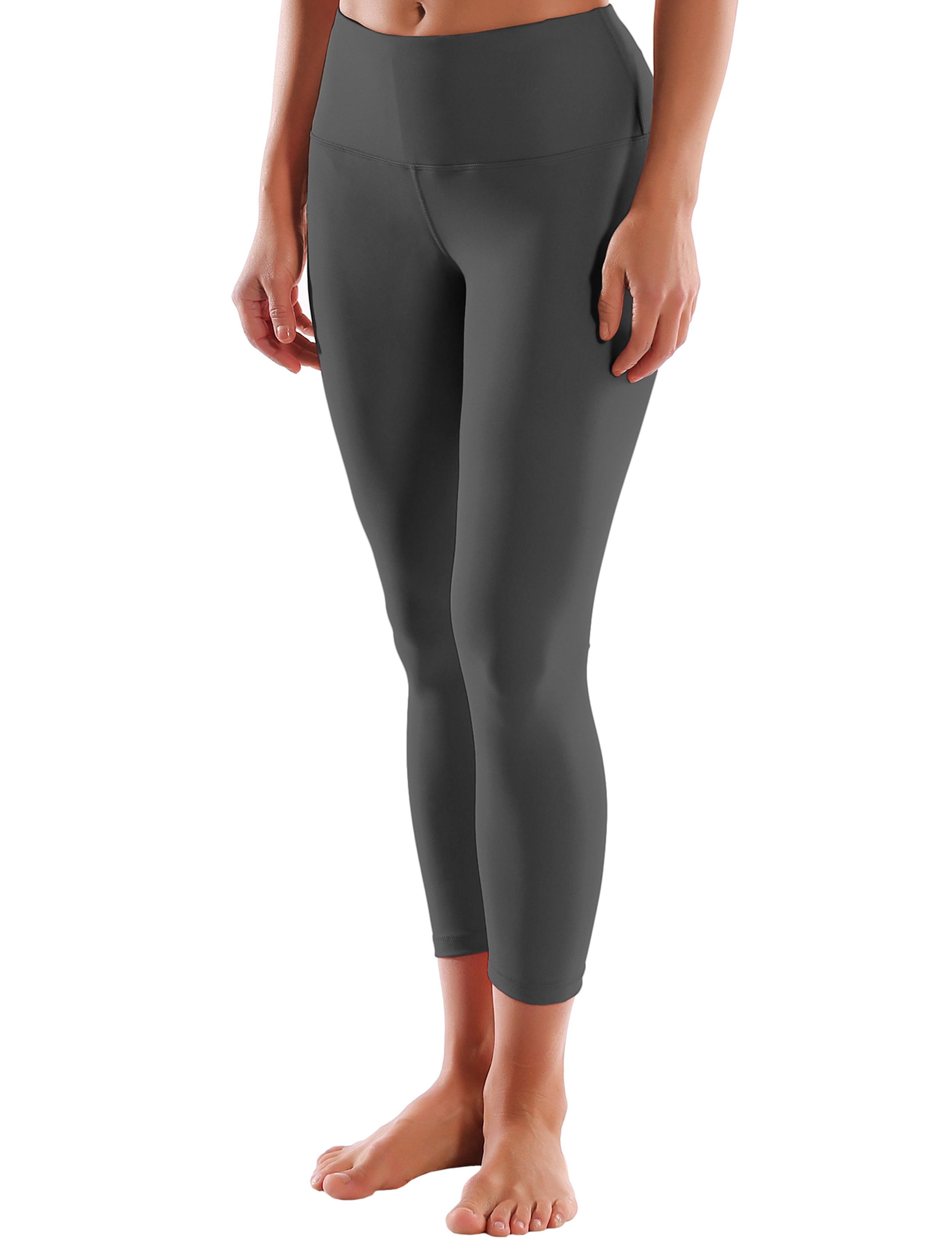 22" High Waist Crop Tight Capris shadowcharcoal 75%Nylon/25%Spandex Fabric doesn't attract lint easily 4-way stretch No see-through Moisture-wicking Tummy control Inner pocket