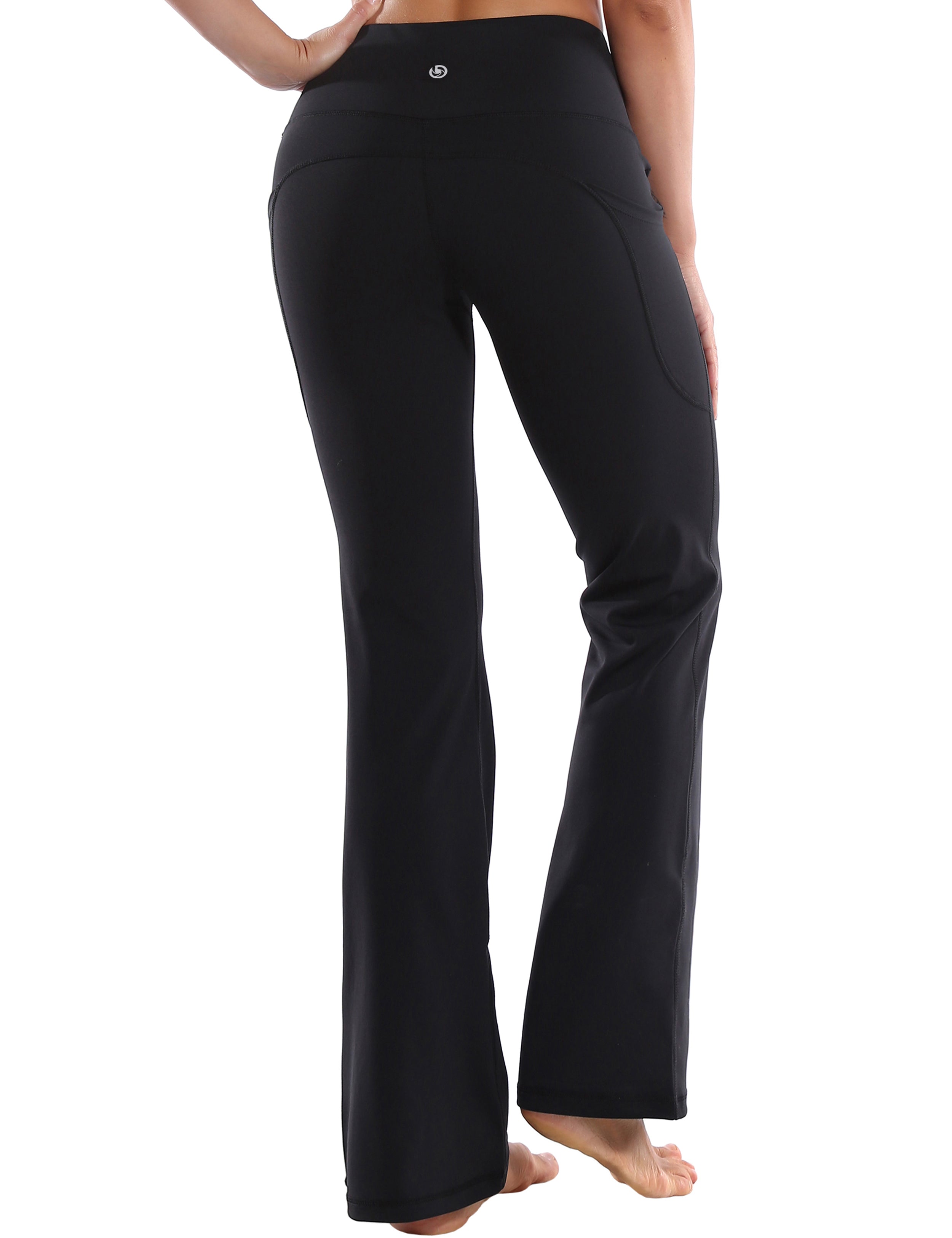 29" 31" 33" 35" 37"  Side Pockets Bootcut Leggings jetblack_Jogging