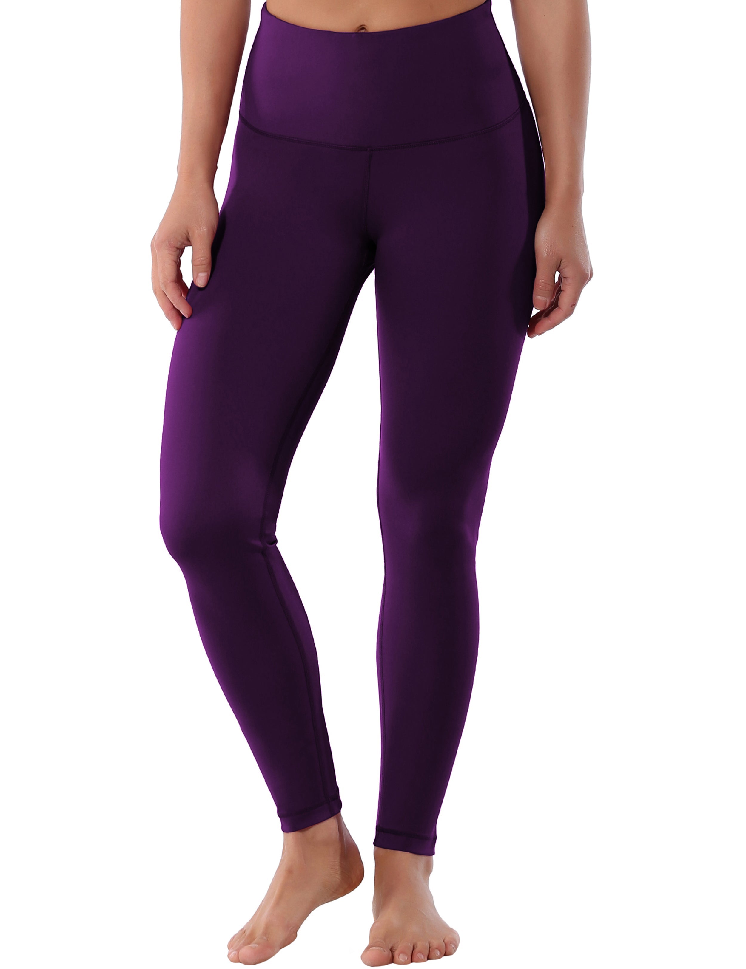 High Waist Tall Size Pants plum 75%Nylon/25%Spandex Fabric doesn't attract lint easily 4-way stretch No see-through Moisture-wicking Tummy control Inner pocket Four lengths