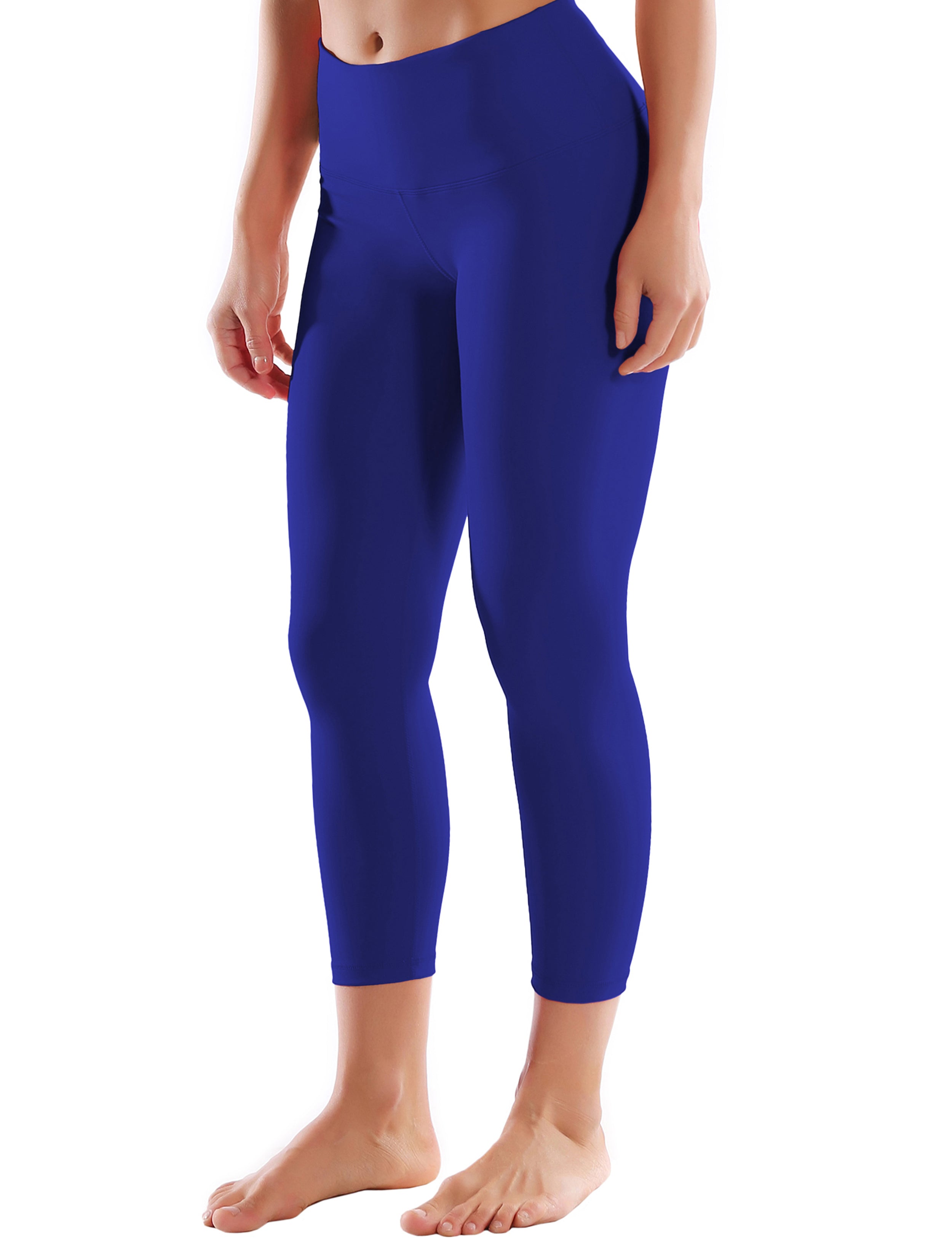 22" High Waist Crop Tight Capris navy 75%Nylon/25%Spandex Fabric doesn't attract lint easily 4-way stretch No see-through Moisture-wicking Tummy control Inner pocket