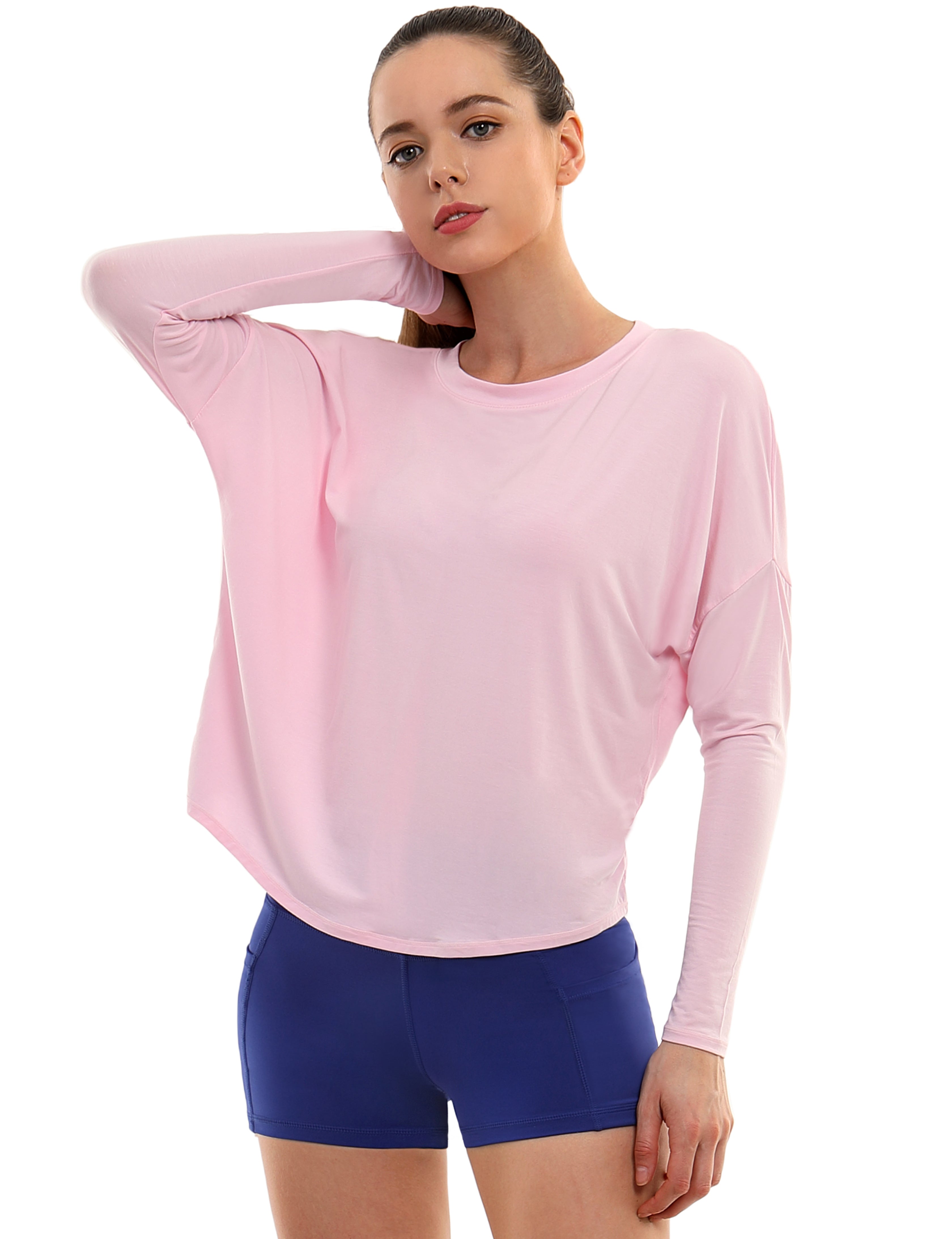 Tall Size Batwing Tunic Tops lightpink_Tall Size