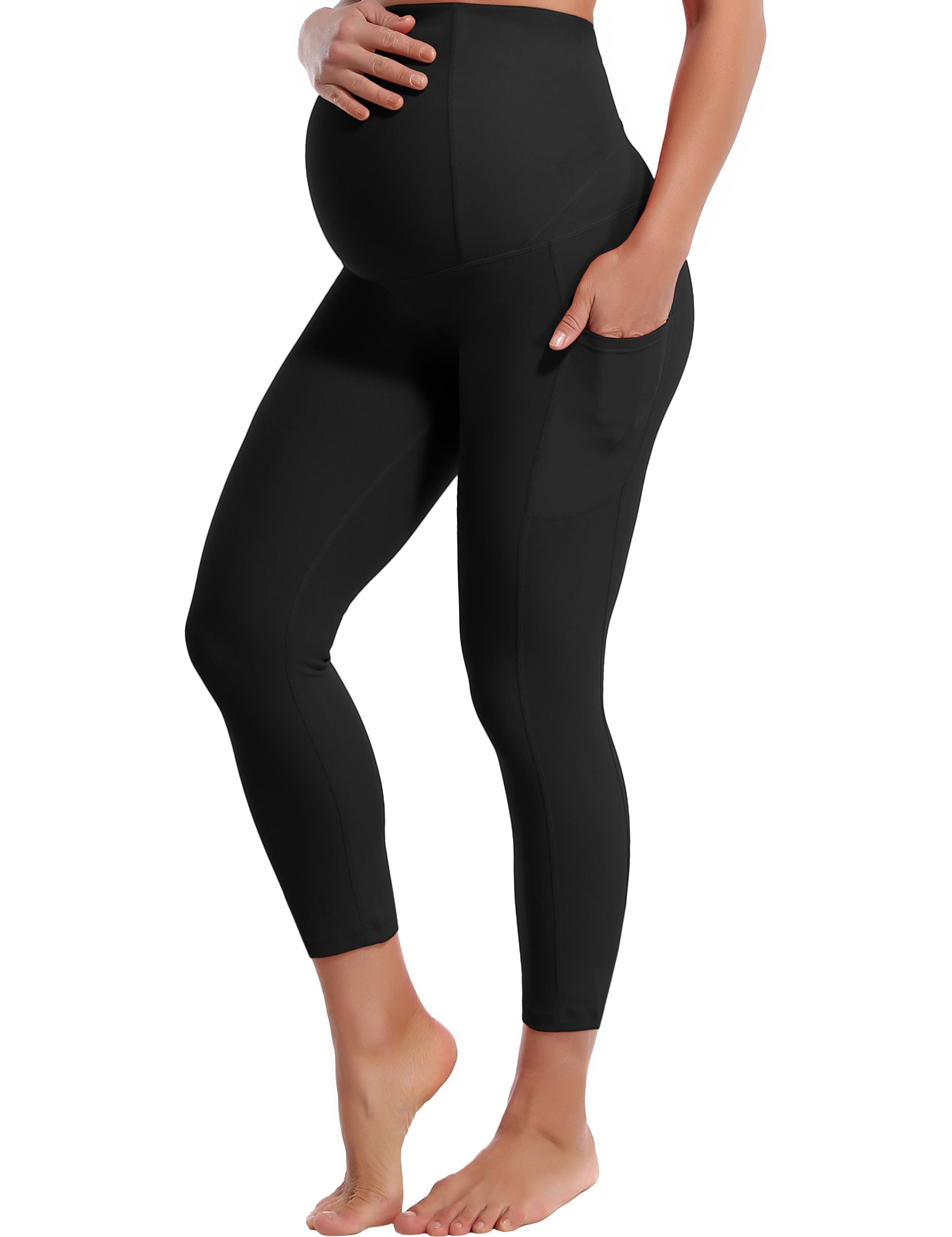 22" Side Pockets Maternity Tall Size Pants black 87%Nylon/13%Spandex Softest-ever fabric High elasticity 4-way stretch Fabric doesn't attract lint easily No see-through Moisture-wicking Machine wash