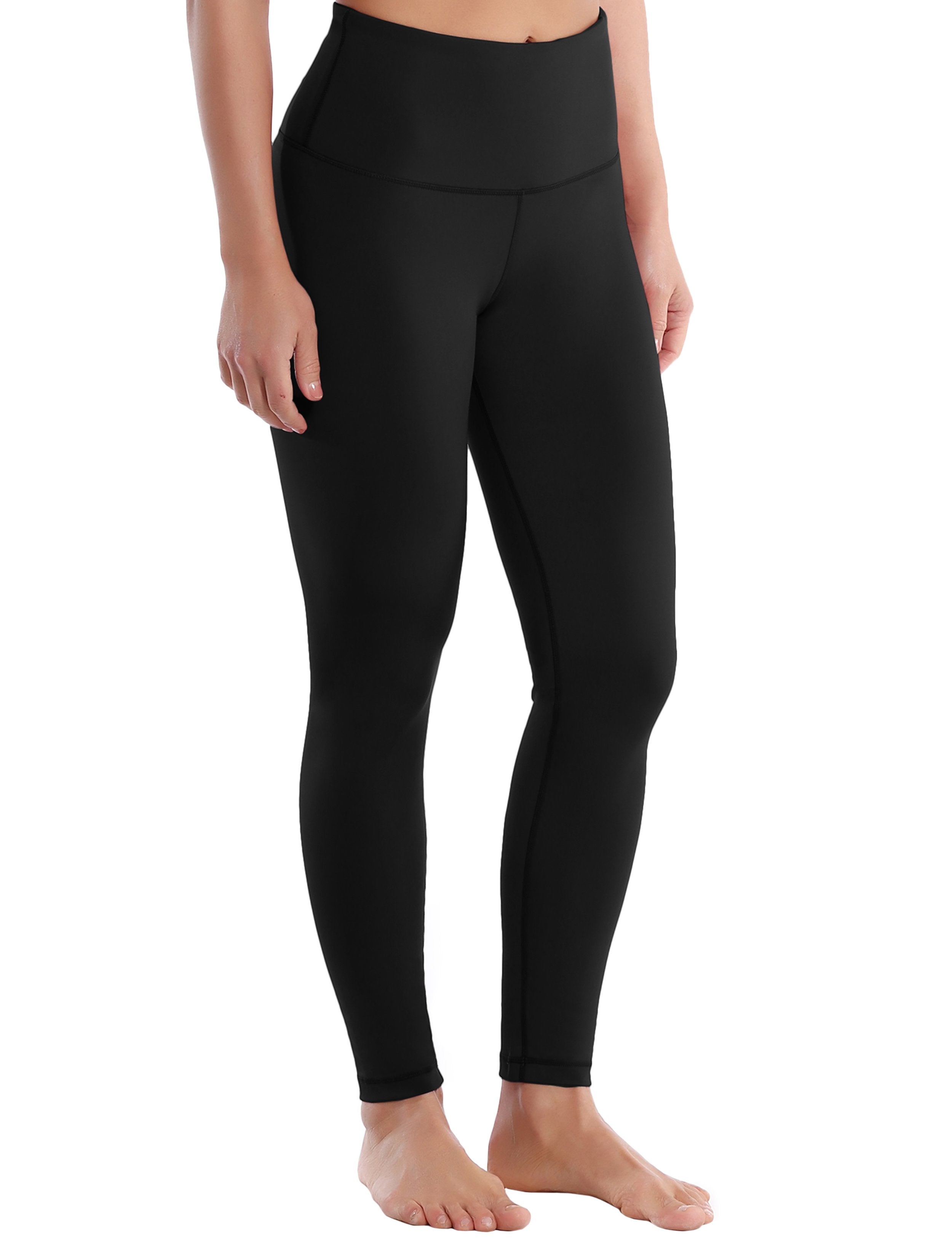 High Waist Tall Size Pants black 75%Nylon/25%Spandex Fabric doesn't attract lint easily 4-way stretch No see-through Moisture-wicking Tummy control Inner pocket Four lengths