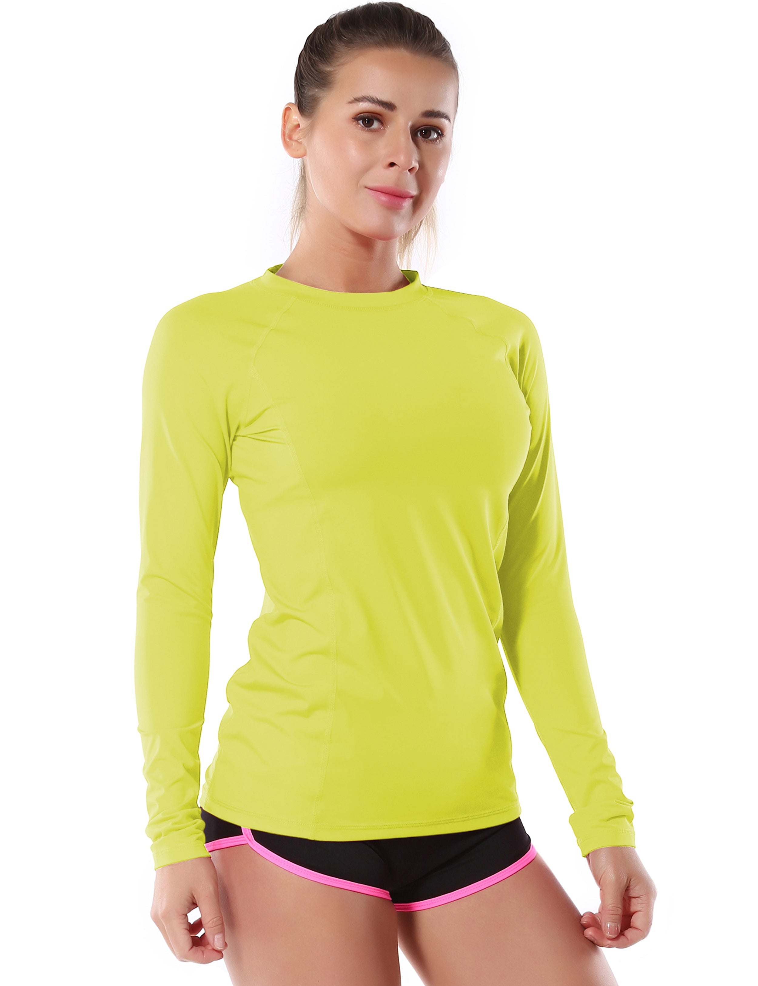 Long Sleeve UPF 50+ Rashguard neonyellow 84%Polyester/16%Spandex Fitted design Dries ultra-fast UV Protection: UPF 50 sun protection