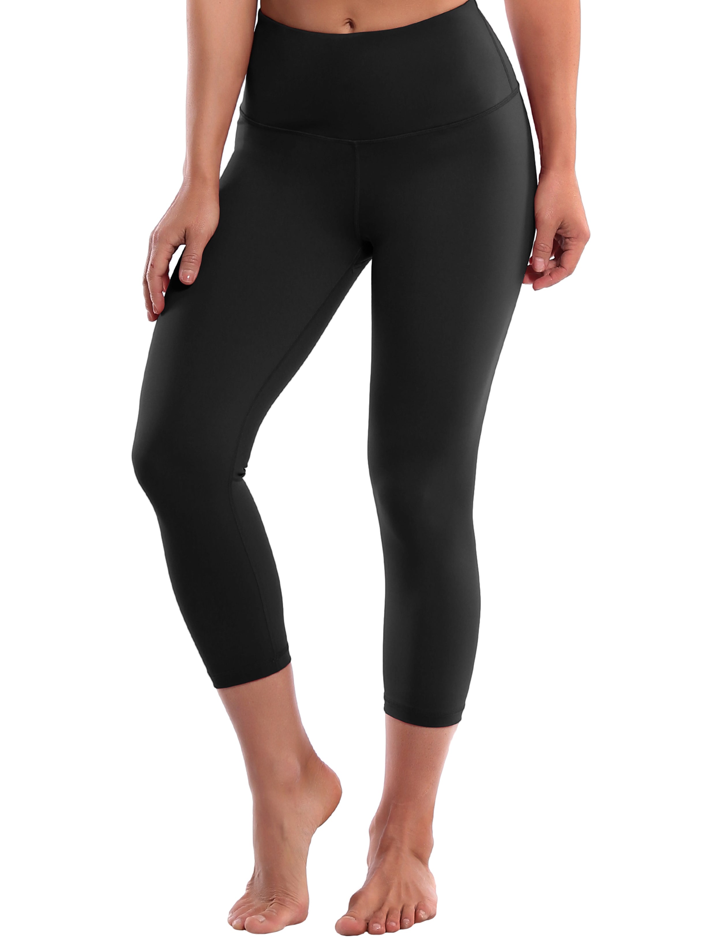 19" High Waist Crop Tight Capris black 75%Nylon/25%Spandex Fabric doesn't attract lint easily 4-way stretch No see-through Moisture-wicking Tummy control Inner pocket