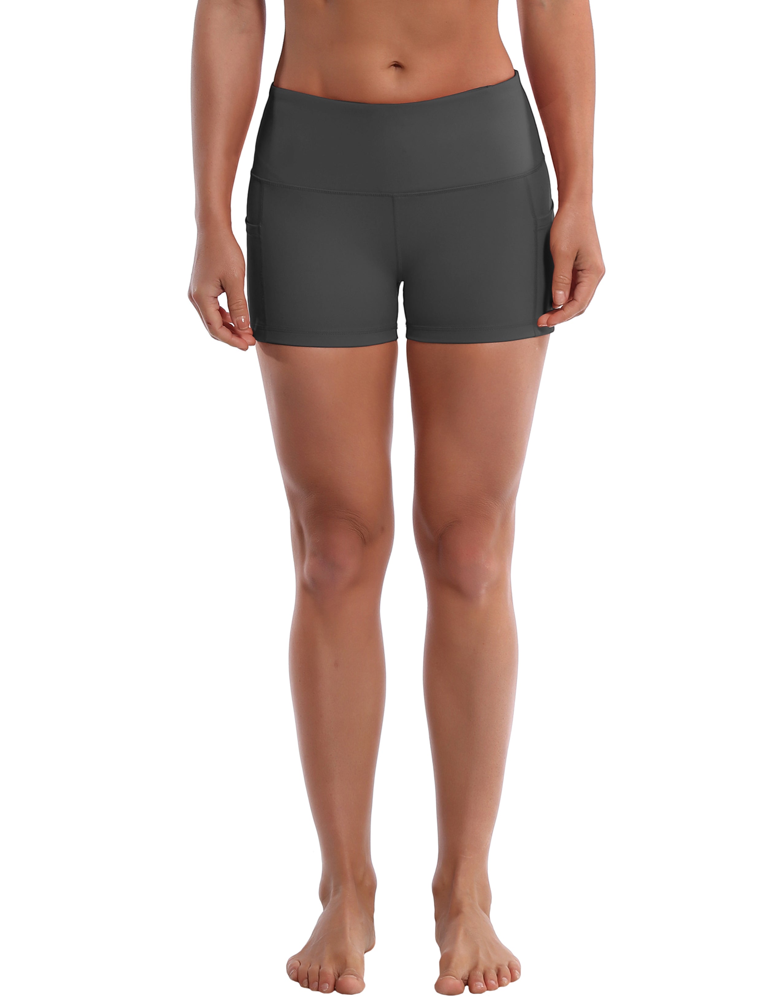 2.5" Side Pockets Biking Shorts shadowcharcoal Sleek, soft, smooth and totally comfortable: our newest sexy style is here. Softest-ever fabric High elasticity High density 4-way stretch Fabric doesn't attract lint easily No see-through Moisture-wicking Machine wash 78% Polyester, 22% Spandex