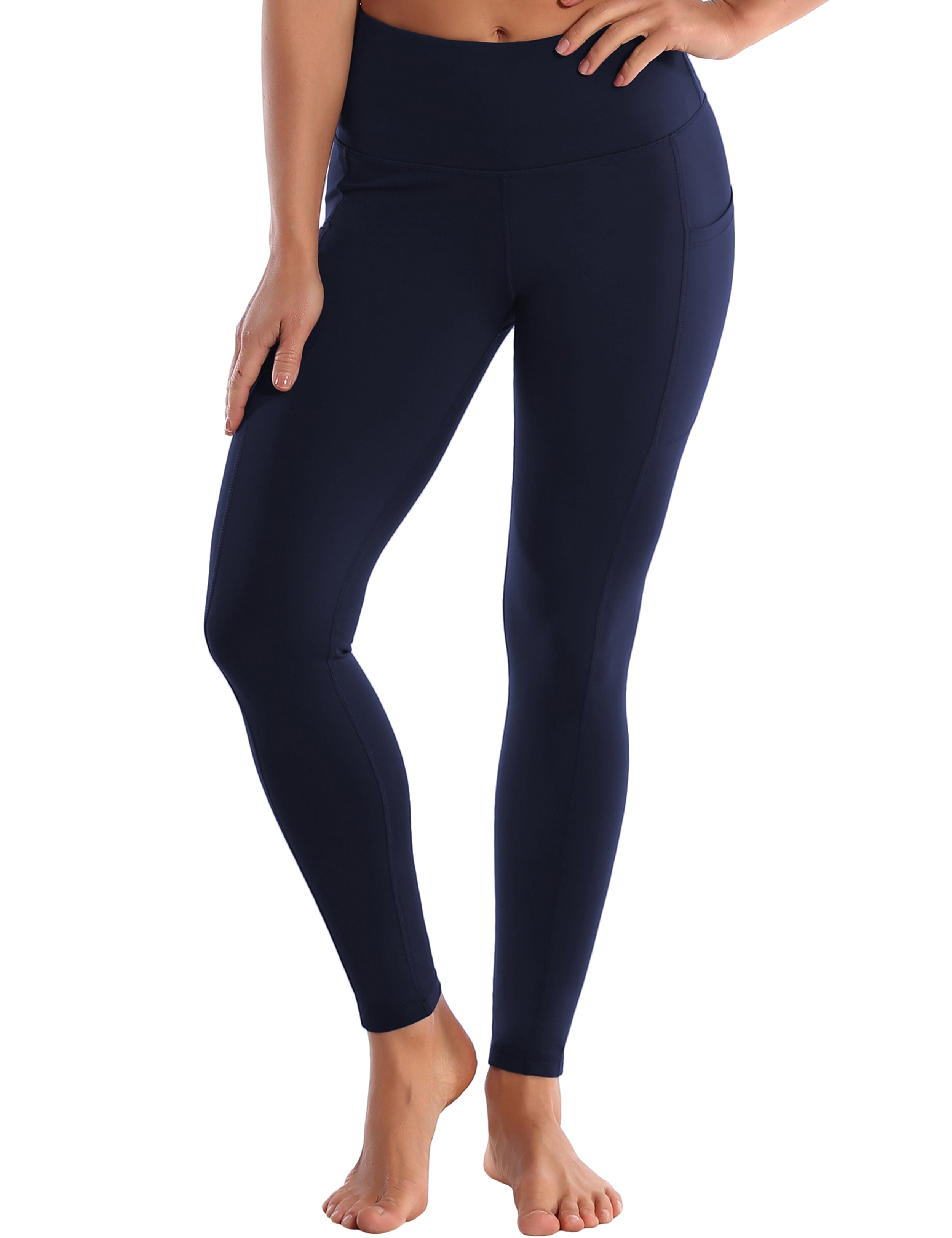 Hip Line Side Pockets Tall Size Pants darknavy Sexy Hip Line Side Pockets 75%Nylon/25%Spandex Fabric doesn't attract lint easily 4-way stretch No see-through Moisture-wicking Tummy control Inner pocket Two lengths