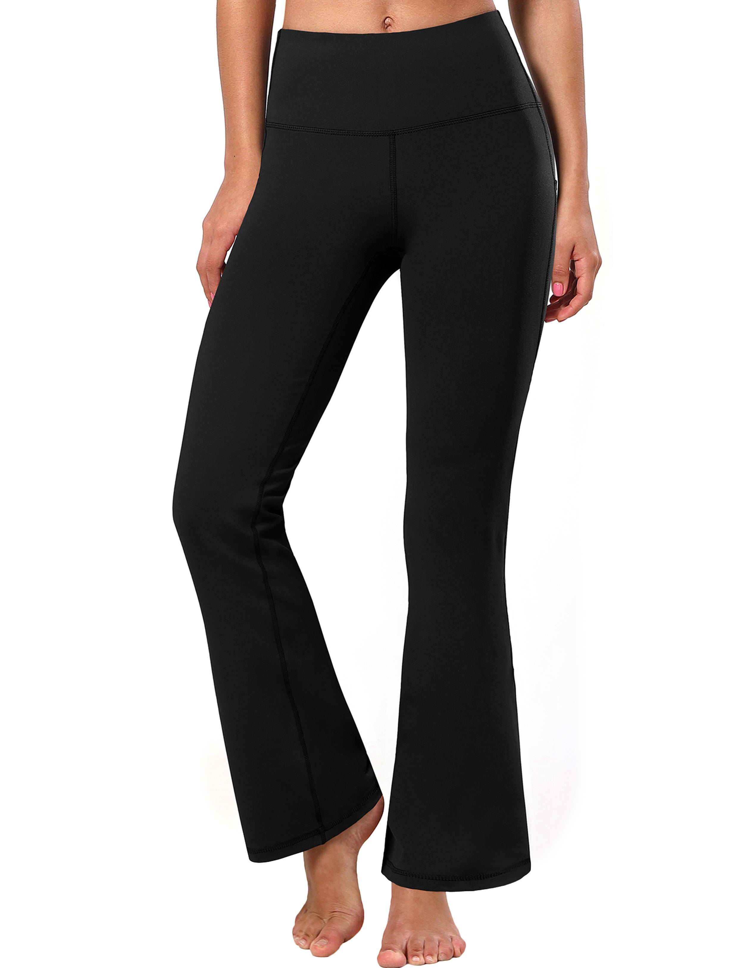 139 Side Pockets Bootcut Leggings black 87%Nylon/13%Spandex Fabric doesn't attract lint easily 4-way stretch No see-through Moisture-wicking Tummy control Inner pocket Four lengths