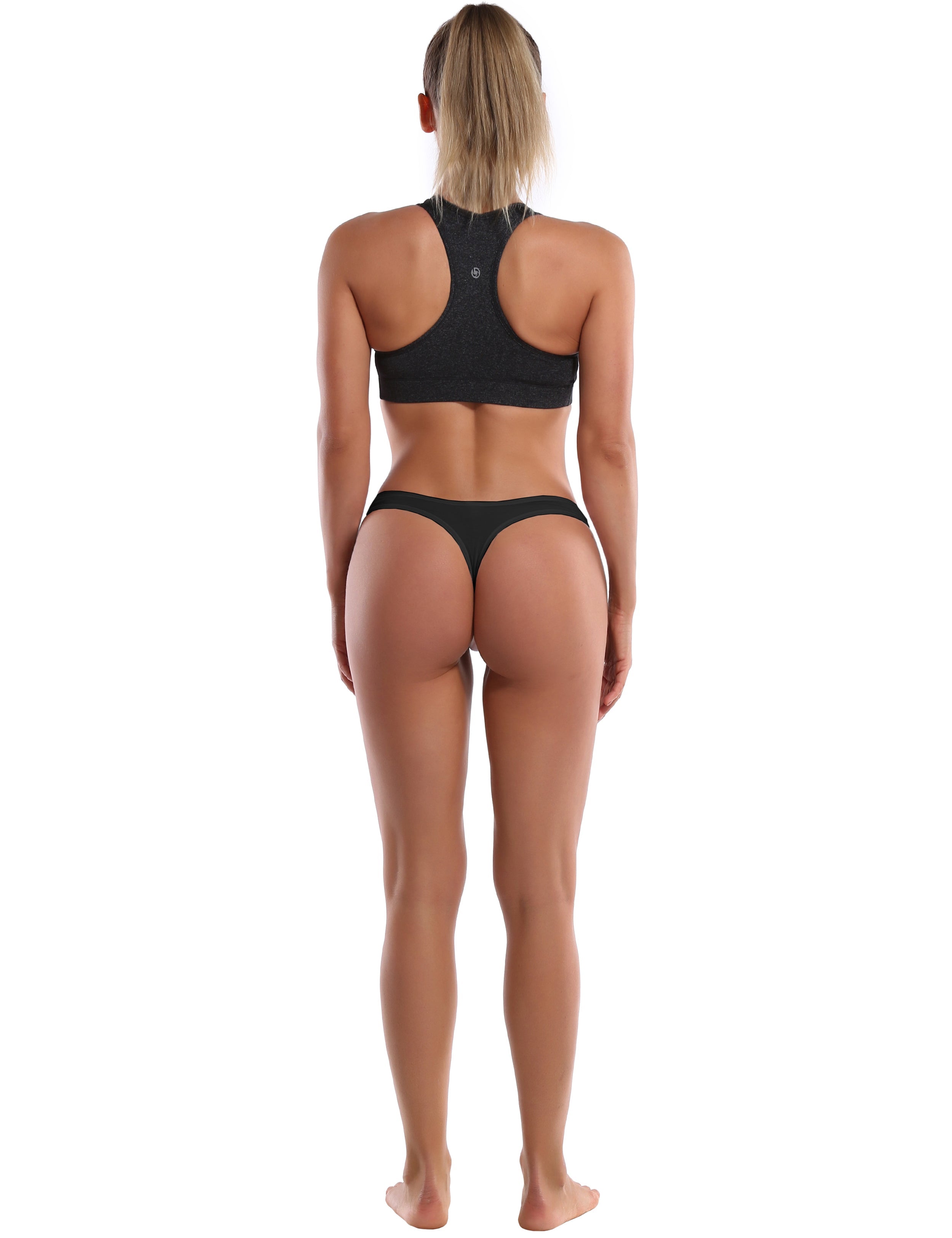 Super Soft Modal Sports Thongs underwear Black_Gym