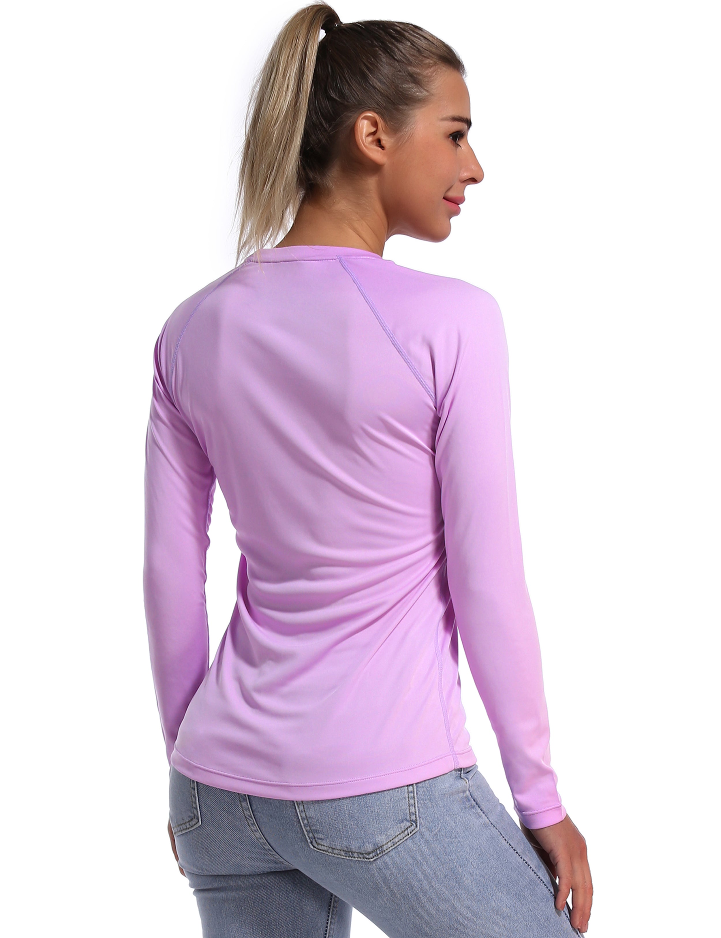 Long Sleeve Athletic Shirts purple 100% polyester Lightweight Slim Fit UPF 50+ blocks sun's harmful rays Treated to wick moisture, dries ultra-fast