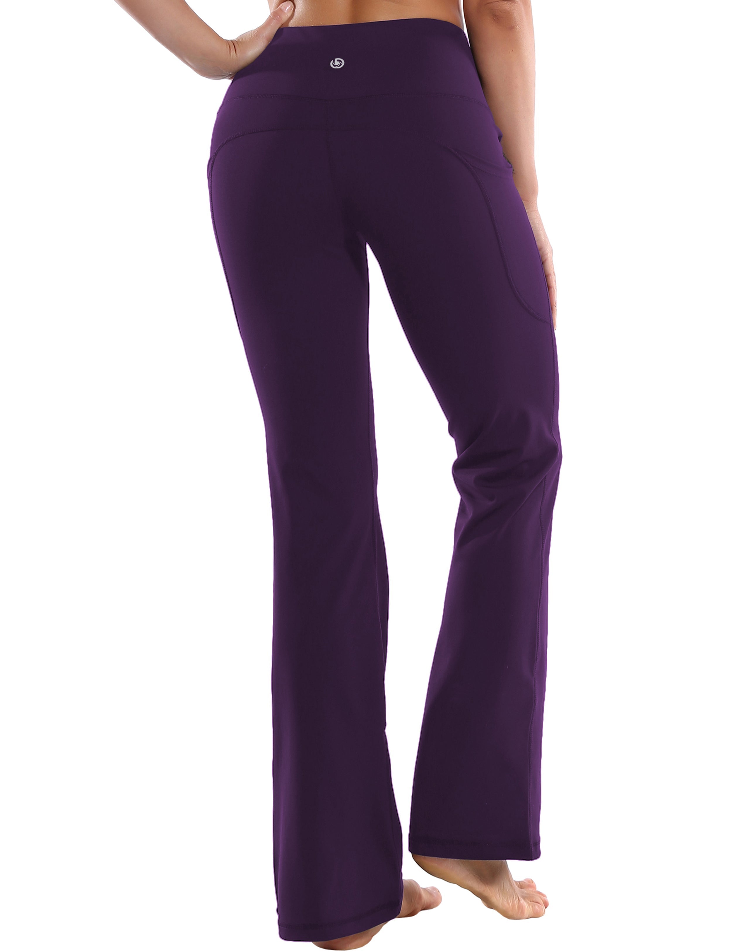 29" 31" 33" 35" 37"  Side Pockets Bootcut Leggings pansypurple_Jogging