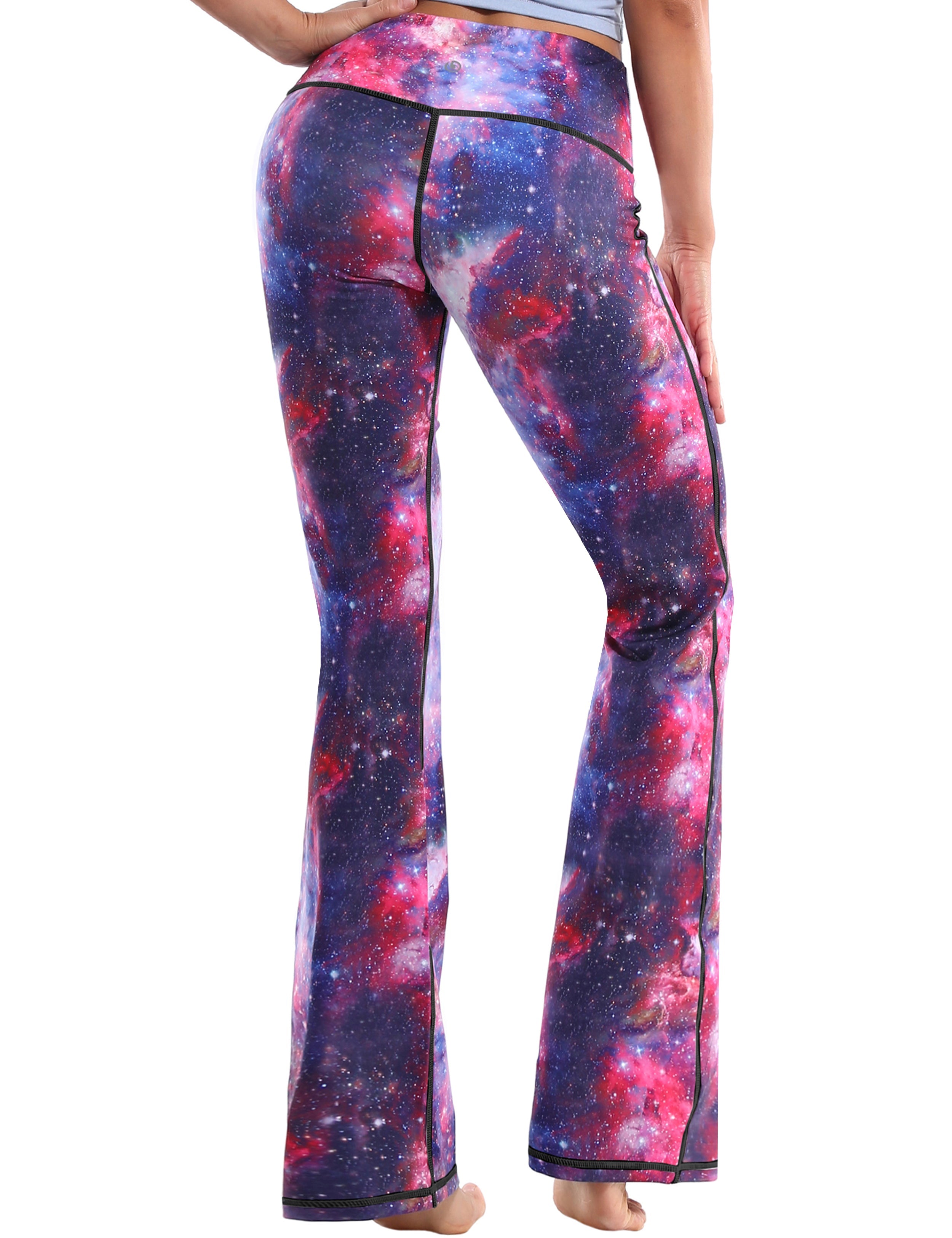29" 31" 33" 35" 37" High Waist Printed Bootcut Leggings Galaxy_Running