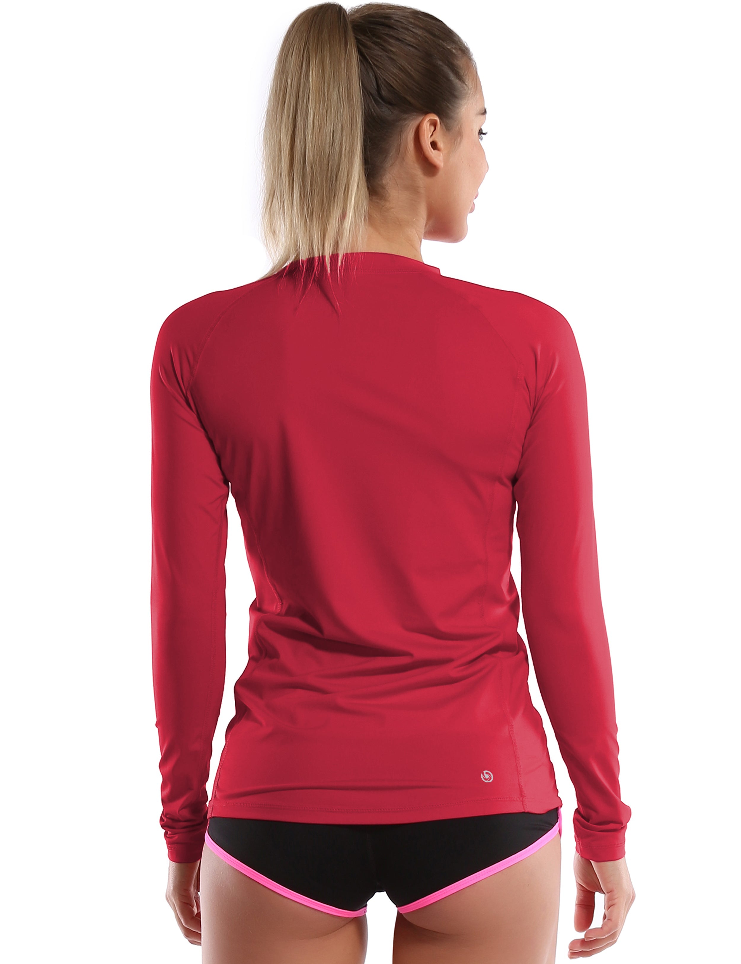 Long Sleeve UPF 50+ Rashguard rosecoral 84%Polyester/16%Spandex Fitted design Dries ultra-fast UV Protection: UPF 50 sun protection