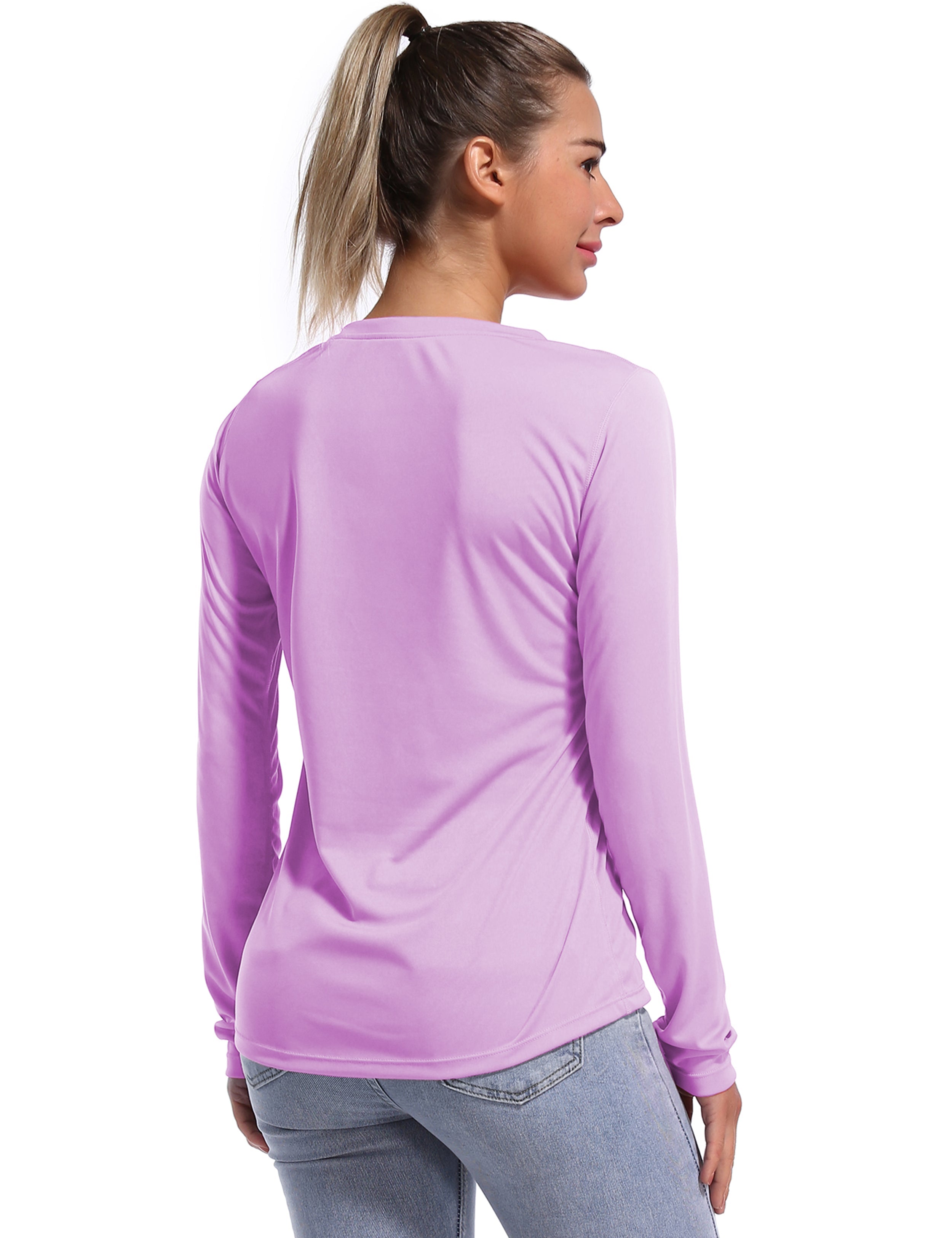 V Neck Long Sleeve Athletic Shirts purple_Running