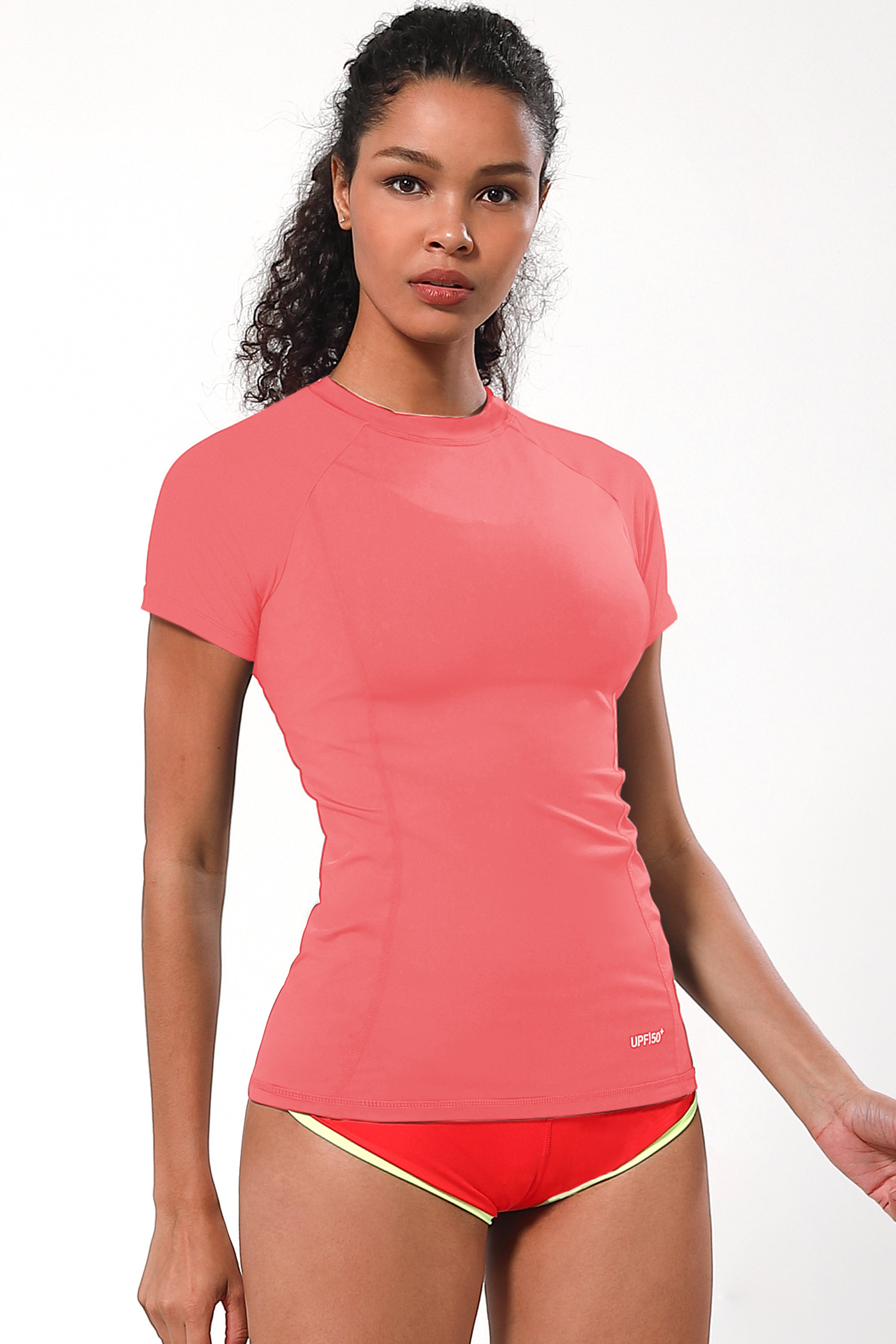 Short Sleeve UPF 50+Rashguard coral_yoga