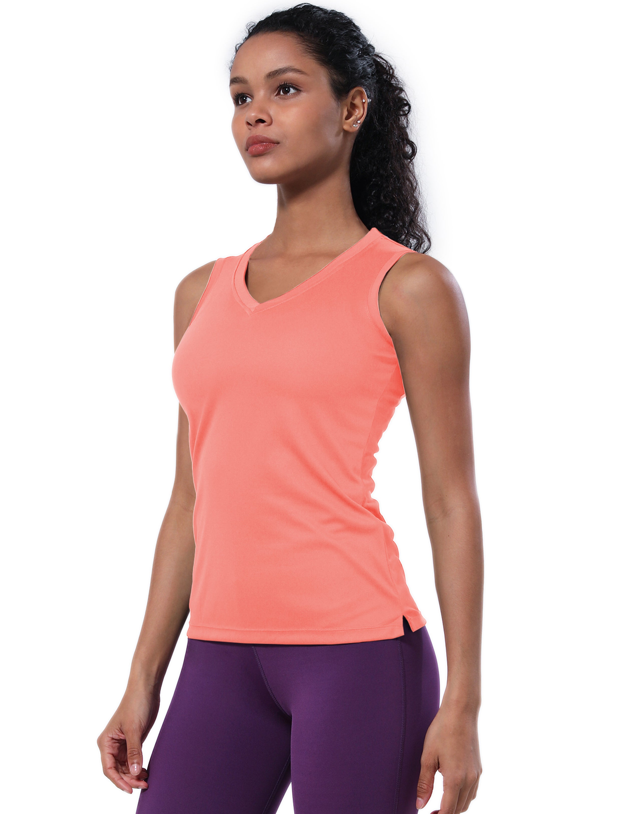 V Neck Sleeveless Athletic Shirts coral_Running